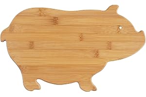 Pig Shaped Bamboo Wood Cutting Board and Charcuterie Board