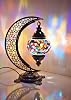 Turkish Mosaic Table Lamp Crescent,Ottoman Lampshade Authentic Lamp, Mosaic Table Lamp, Model5