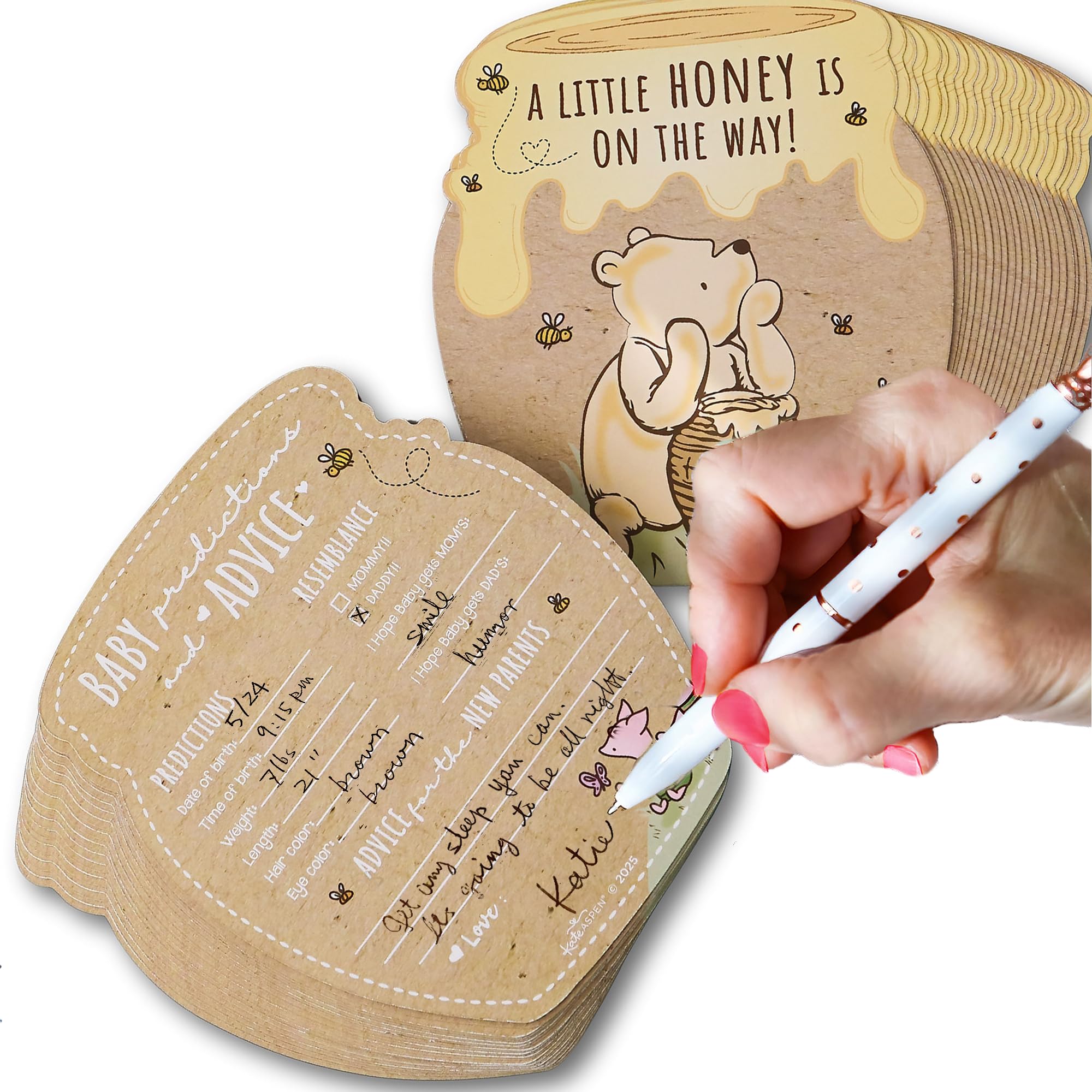 Kate Aspen Classic Winnie Baby Shower Advice and Wishes Cards - Baby Prediction Cards for Shower Guests - Baby Shower Game and Table Decorations - Set of 50 for Parents to Be Keepsake