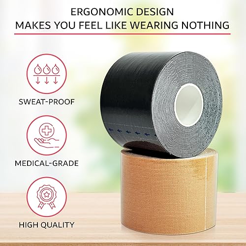 Miniatura 9 de Cinta adhesiva para levantamiento de senos, cinta corporal, cubiertas de pezones - pechos grandes, copa A-G - 20 cintas de ropa de doble cara