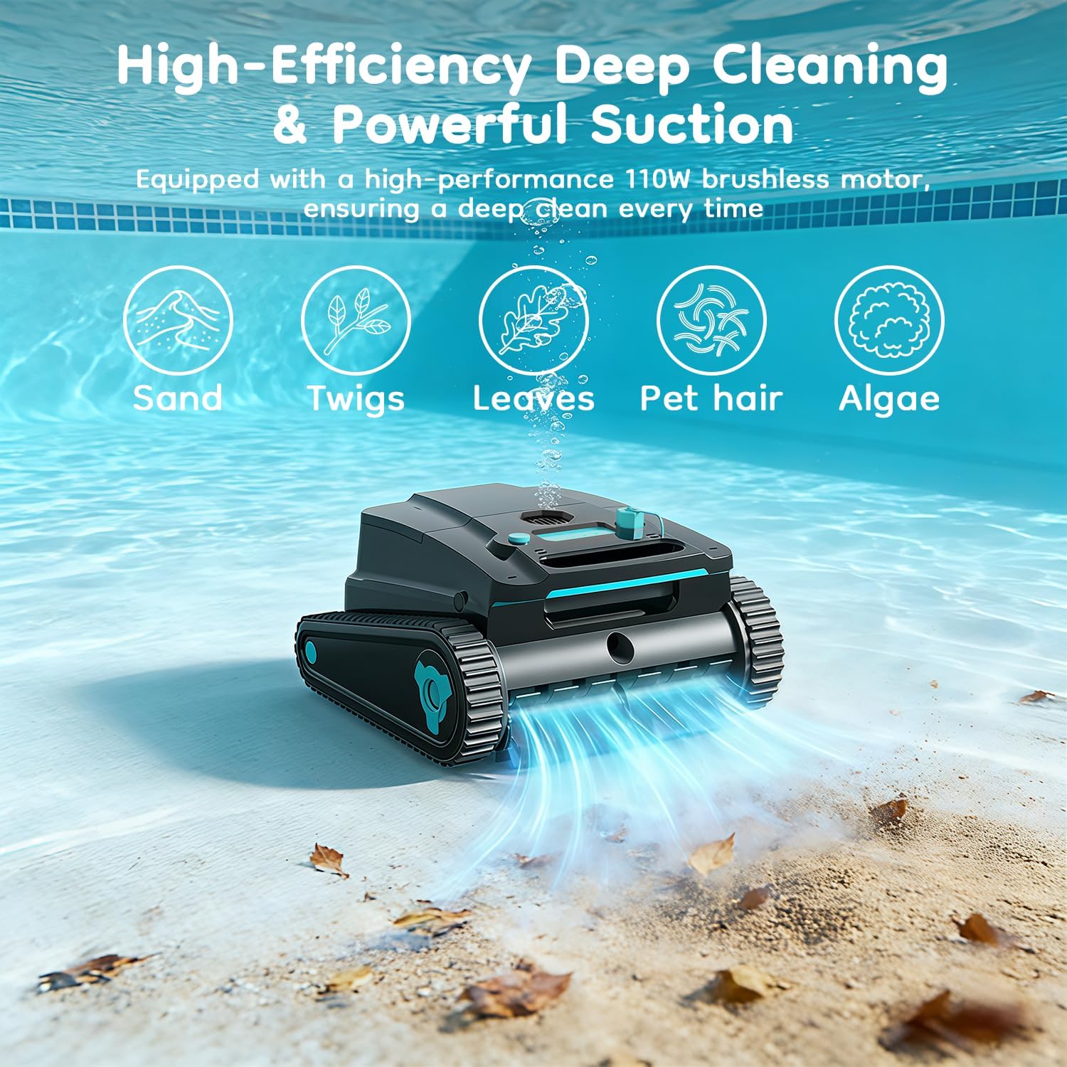 Obito H2 Cordless Robotic Pool Vacuum Cleaner, Dual Filtration, Wall Climbing & Waterline Cleaning, Smart Navigation, Lightweight Automatic Pool Cleaner for Pools up to 2,775 Sq.ft