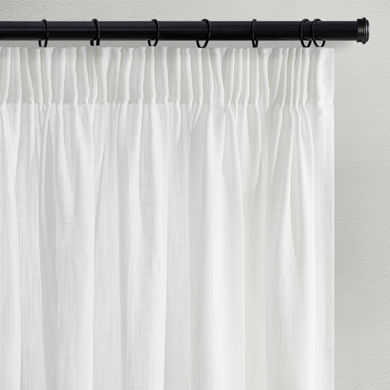 Topfinel 2 Stücke Vorhänge Kurz Weiß Leinen Boho Vorhang 160 cm hoch Gardinen Vorhänge mit Kräuselband Voile Vorhang Halbtransparent Kinderzimmer Wohnzimmer Modern 160x140cm
