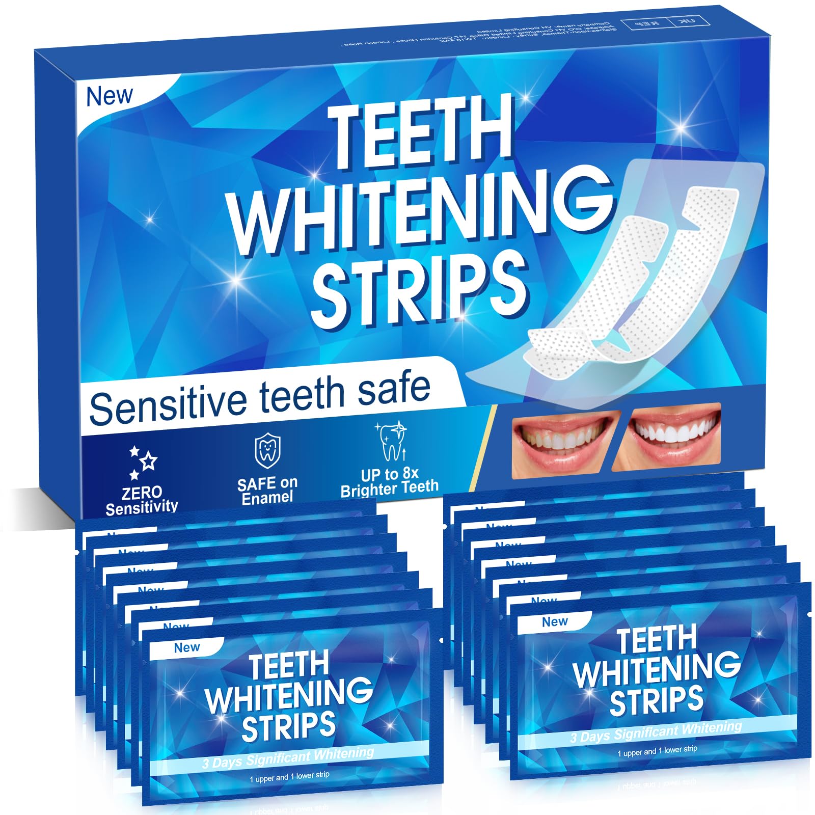 Strisce Sbiancanti Denti Professionali - 28 Strisce per 14 Sessioni Whitening Strips - Rimuove Macchie Sicuro per Smalto
