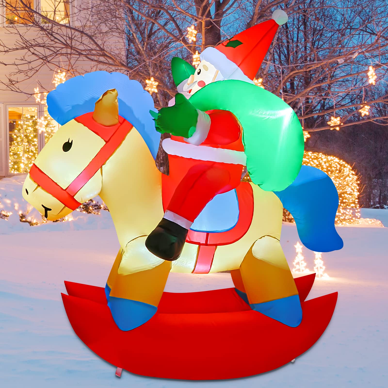 COMIN Bonhomme de neige gonflable de Noël avec une boîte, décoration de cour gonflable avec lumières LED intégrées pour les vacances, les fêtes, Noël, la cour, le jardin