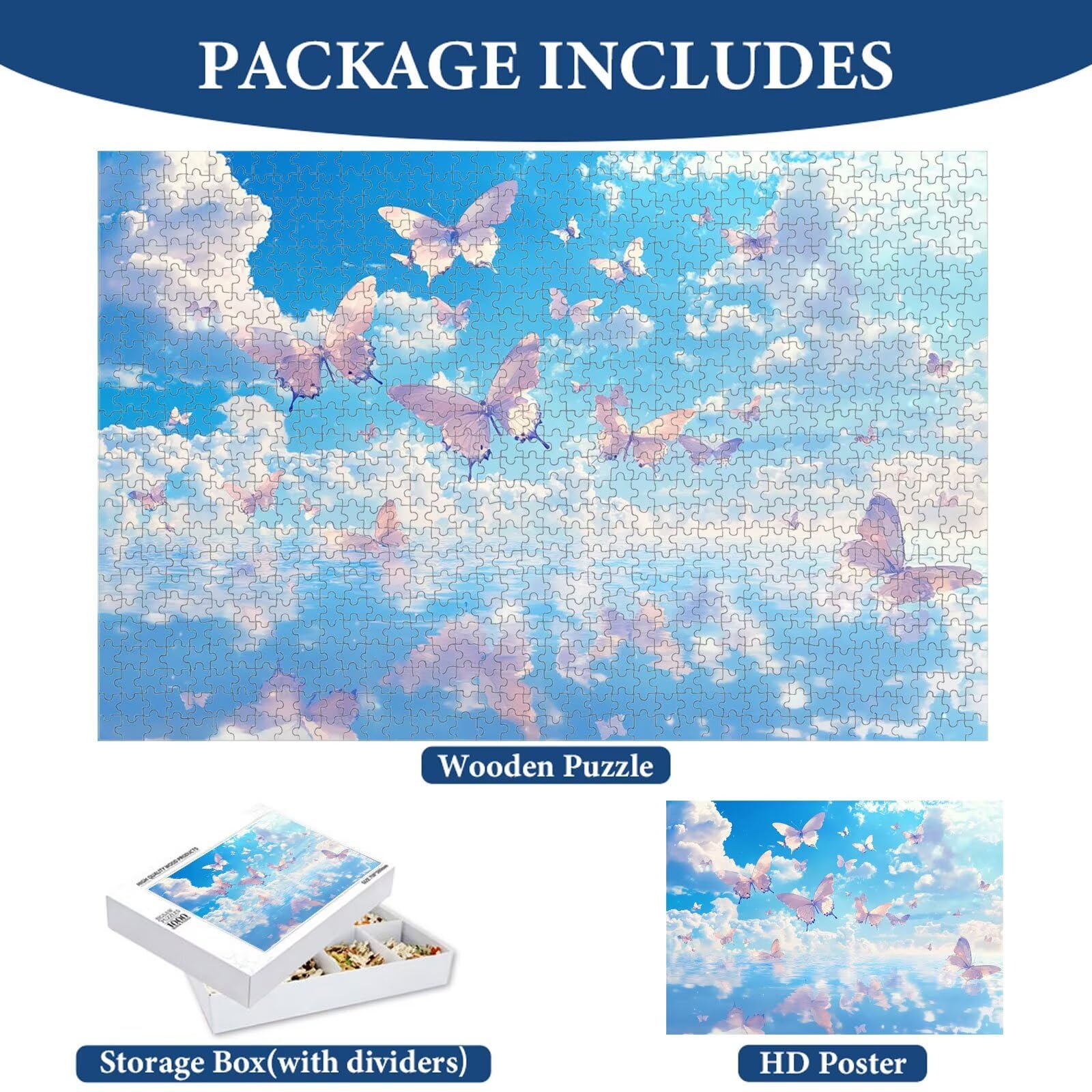 Puzzle 1500 elementów, Ocean & Motyl Trwałe drewniane puzzle 1T#1153