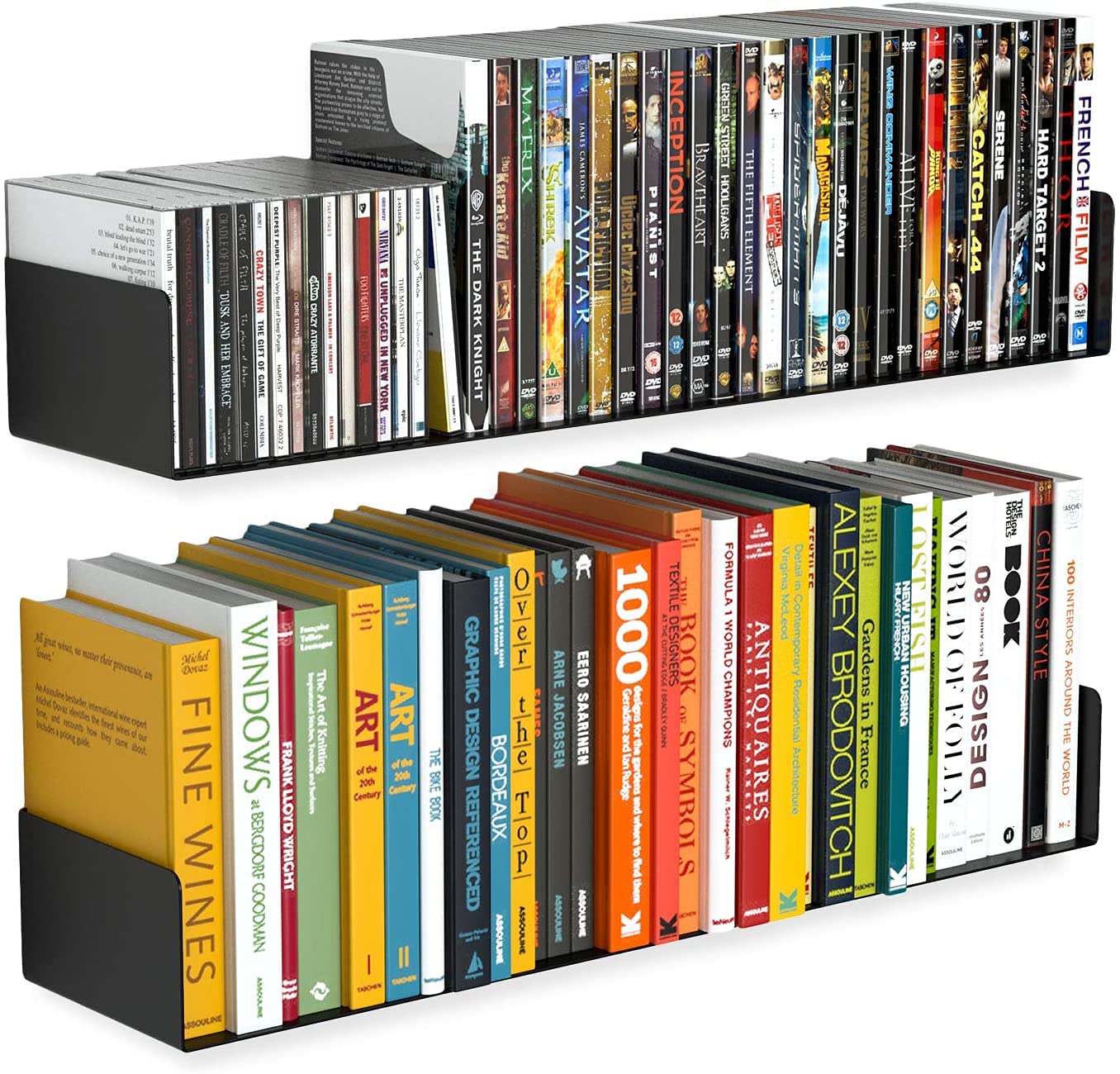 Snazzy Wall Mounted Metal Bookrack Floating Bookshelf, Bookshelves Wall Shelf for Home and Office Wall 24 Inch (Black Matte)-image-36