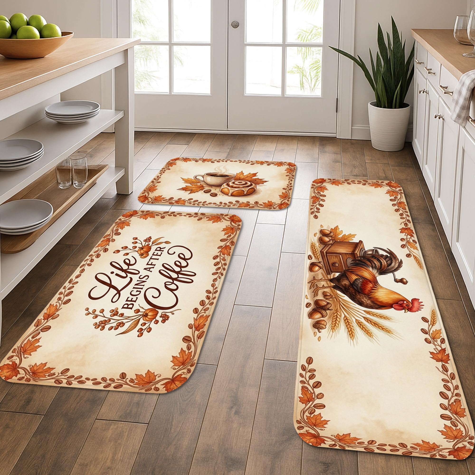 Tapis de cuisine doux au motif citrouille rustique pour entrée chaleureuse