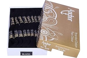 25-Skein Rainbow Anchor Embroidery Floss Set: Premium Cotton Threads for Cross Stitch,...