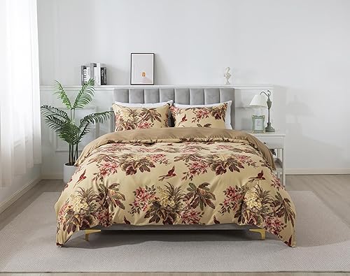 BedTreat Floral Duvet Cover Set Queen Size-Elegant Design-3 Pieces-1 Duvet