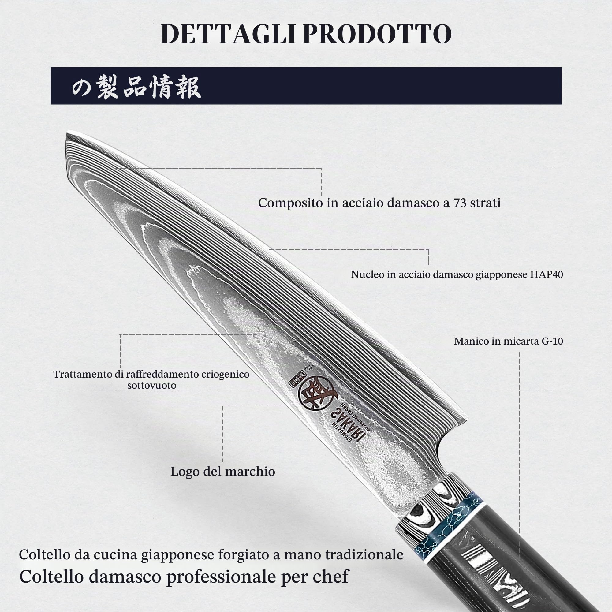 MITSUMOTO SAKARI Coltello Spelucchino da 14 cm in Acciaio in Polvere HAP40 | Coltello da frutta Damasco Forgiato a Mano, Coltelli da Cucina Giapponesi Professionali, Scatola di Legno Boutique