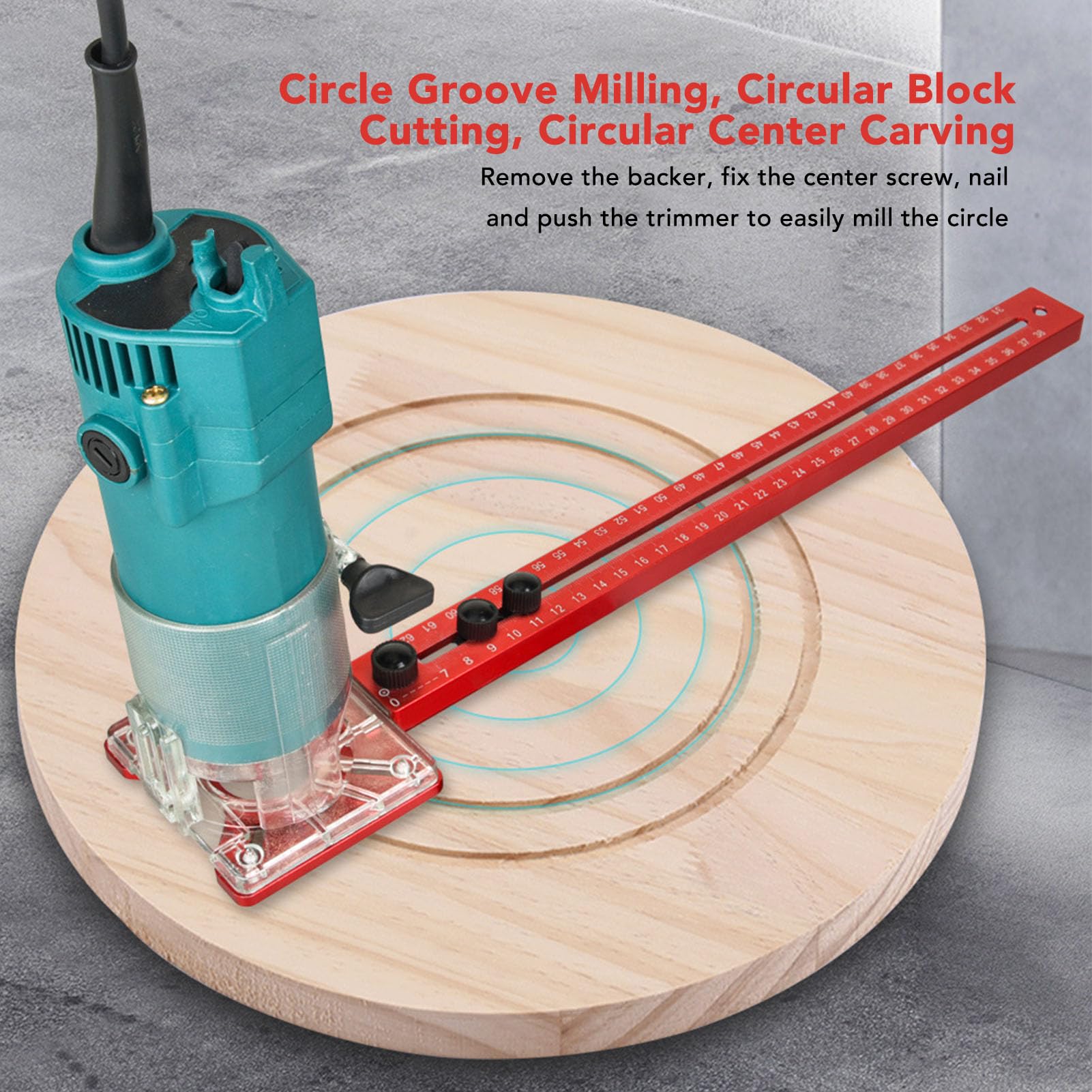 Focket per Fresare 4 in 1, Taglio di Cerchi, Scanalature e Rifilatura, | Staffa per fresatura del router in lega di alluminio, con base e scala rimovibili, per scanalatura e taglio circolare della