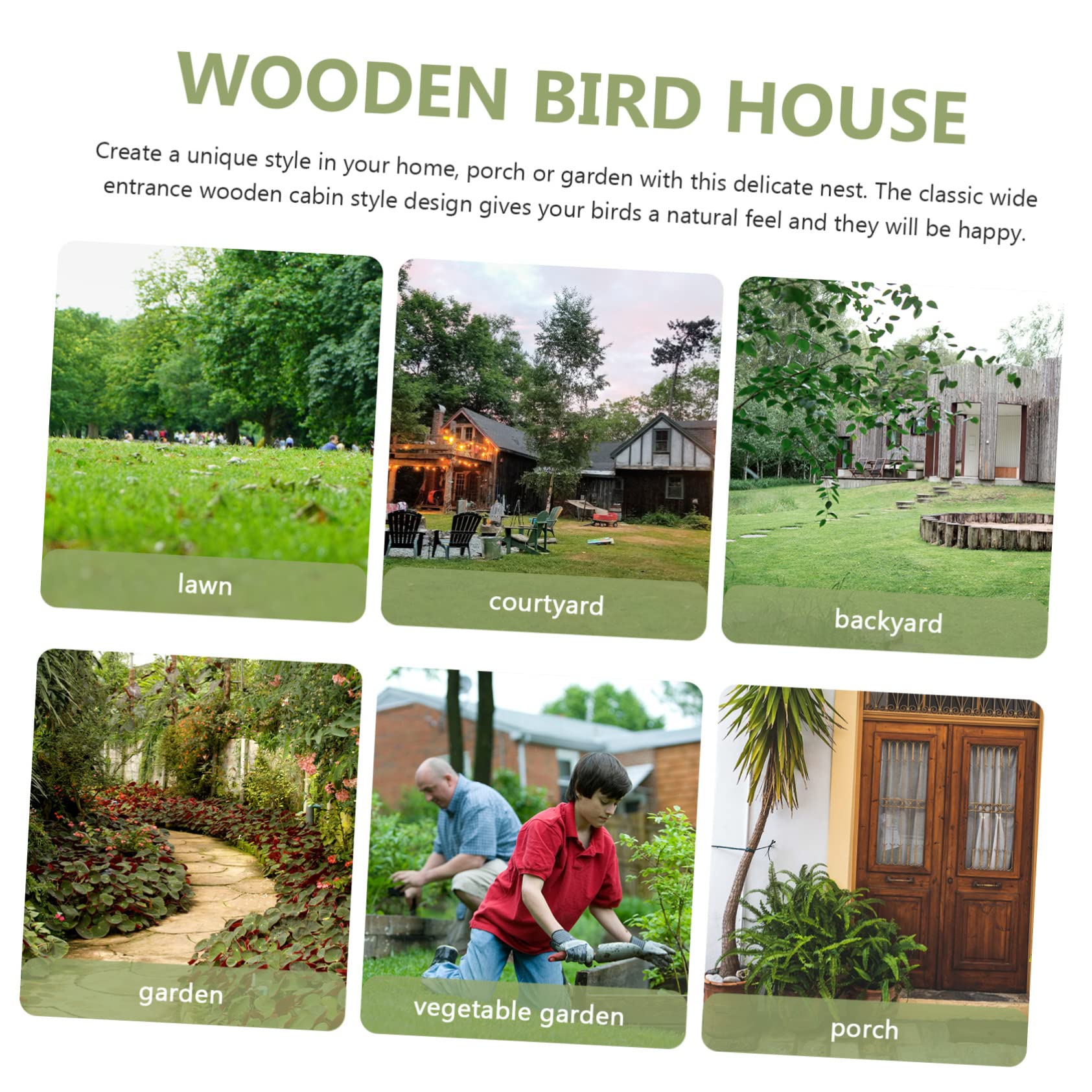 Milisten Villa Nido de Pájaro Comedero Independiente para Pájaros Caseta de Madera para Cría de Aves para Jardín Nido de Madera Artículos para Periquitos