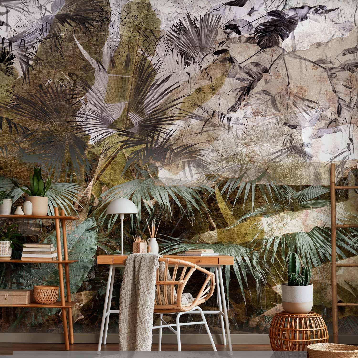 murando - Carta da Parati Moderna per Soggiorno, Tropicale, 400x280 cm | Fotomurali in TNT, Decorazione da Muro XXL, Carte da Parati Moderne, Foglie, Produzione Europea