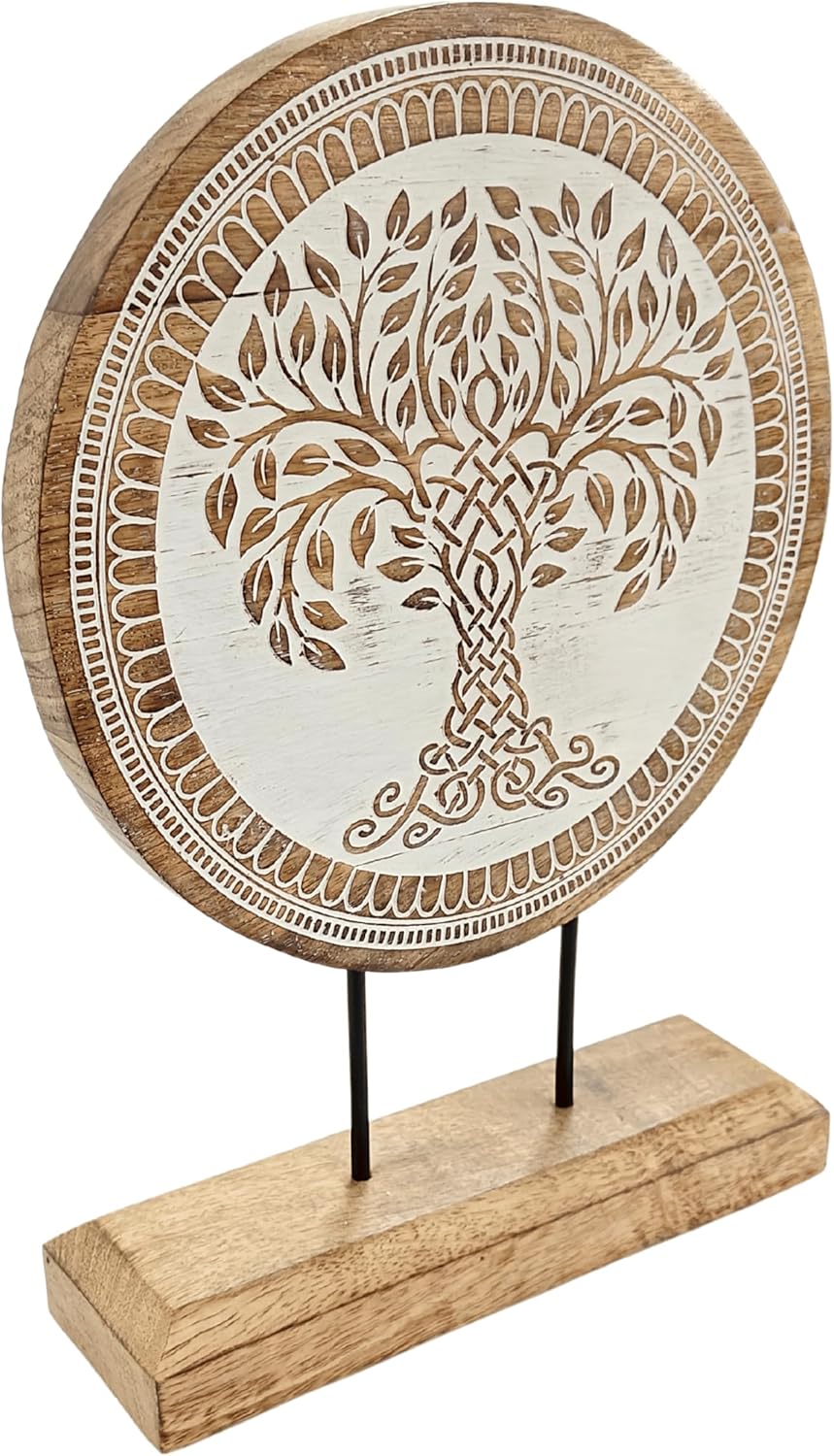 Wooden Carved Handmade Engraved Table Decor Table Sculpture for Living Room, Bedroom, Office Desktop, Cabinets, Shelf