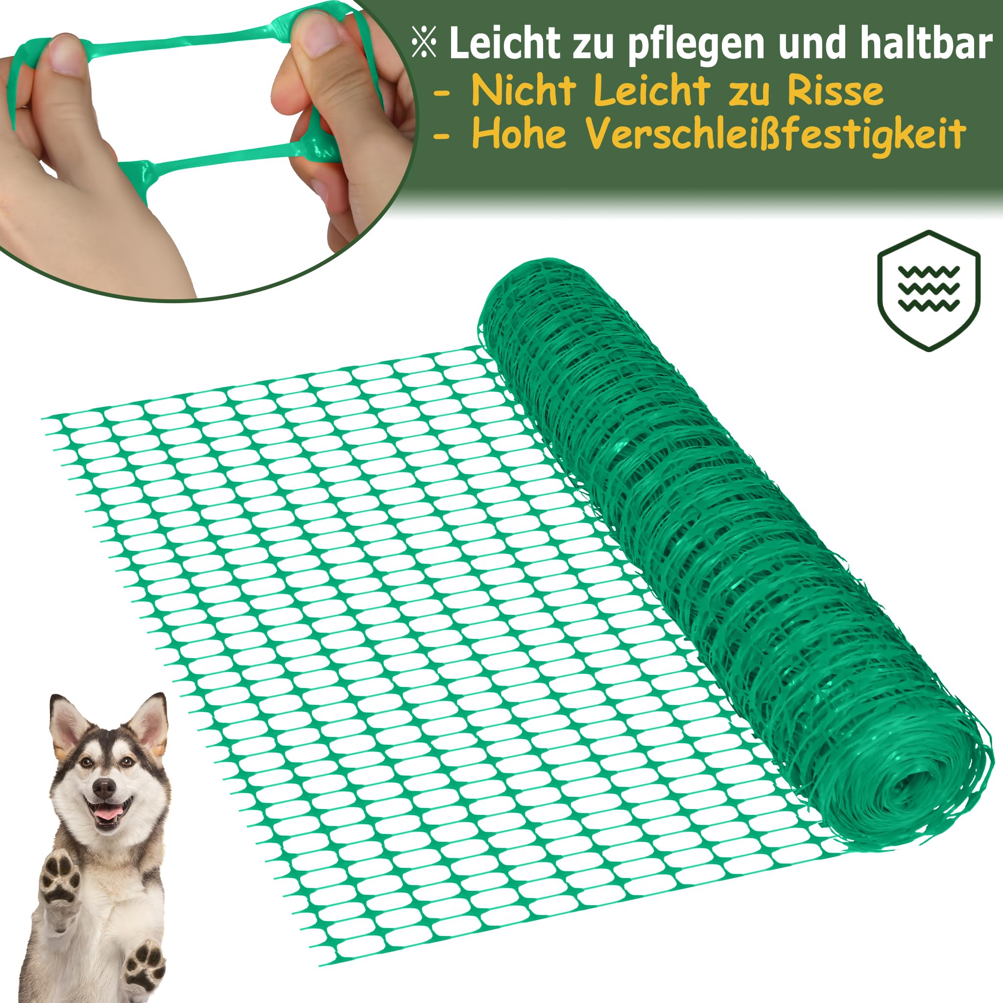 YRHome 1 x 80 m - Clôture de chantier - En plastique - Filet d'avertissement - Pour chien - Filet de sécurité - Filet de sécurité - Pour chantier - Clôture de poulet - Vert - Avec 80 piquets et 250