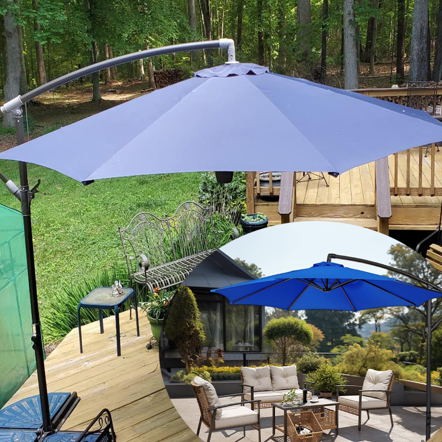 8 Braccia Telo di Ricambio per Ombrellone, Copertura per Ombrellone In Tessuto Di Ricambio impermeabili e resistenti ai raggi UV, per giardino, cortile e piscina Grigio 162cm-163cm=（3.3m=11ft)