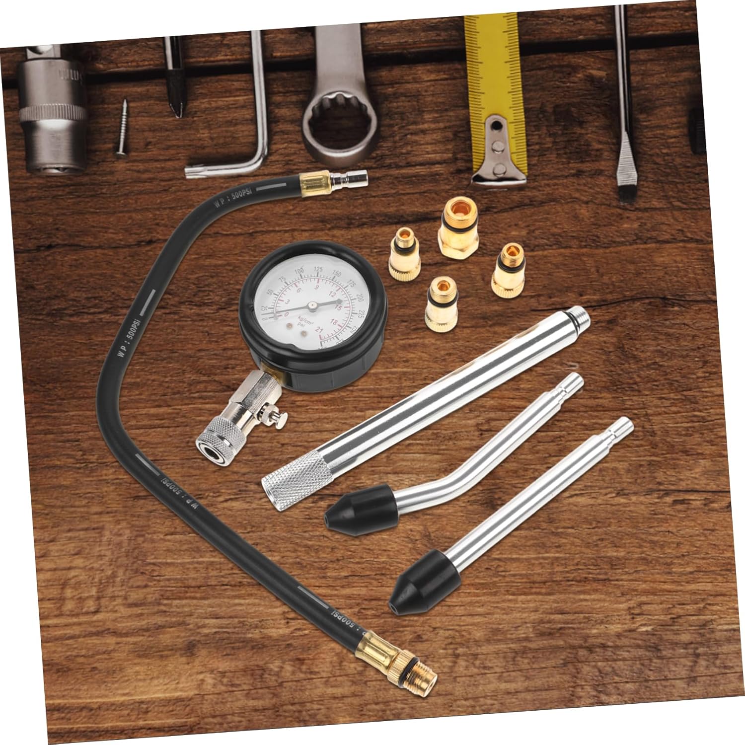 PRETYZOOM 1set Engine Compression Tester Kit Pressure Gauge for Cars Motorcycles Auto Repair Tool