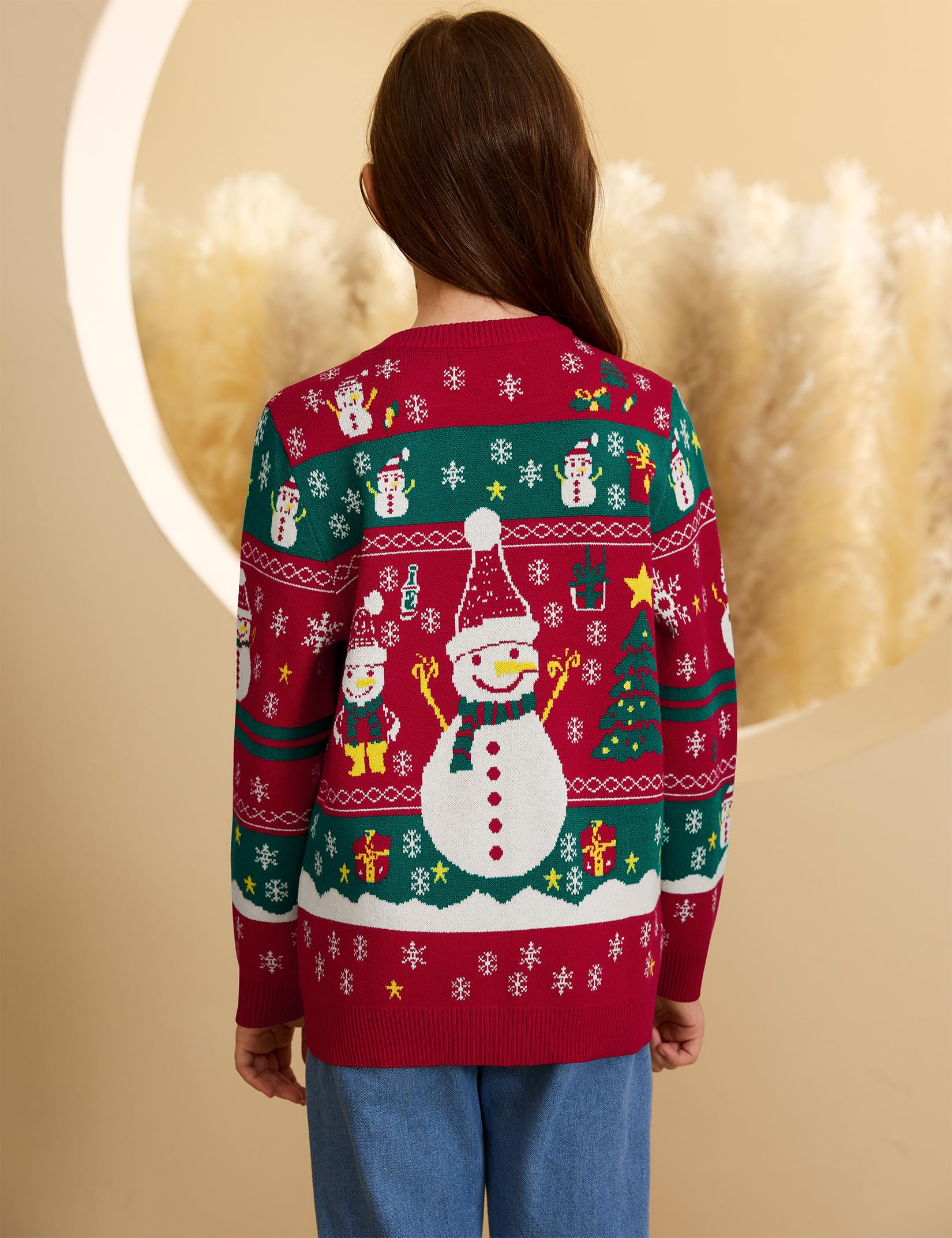 Jersey de Navidad para Mujer, Hombre, niños, Divertido, suéter navideño, Cuello Redondo, suéter de Punto, Unisex, Conjunto Familiar