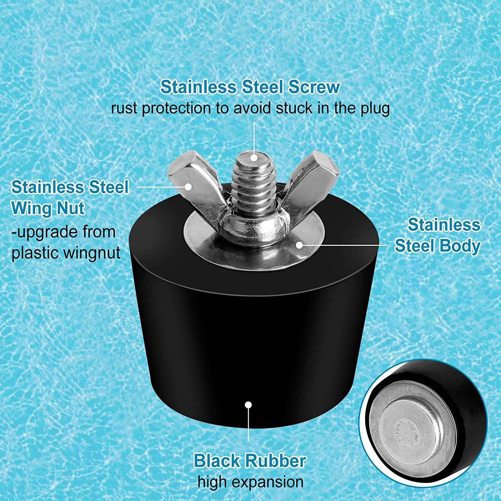 Lot de 12 Bouchons D'Hivernage de Piscine de 3 Tailles pour Trous de Piscine, Bouchons D'Expansion pour écumoire de Piscine Hors Sol