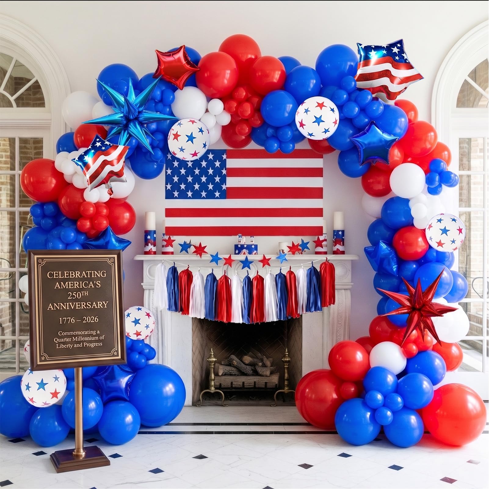 America's 250th Patriotic Red White and Blue Balloon Garland Arch Kit