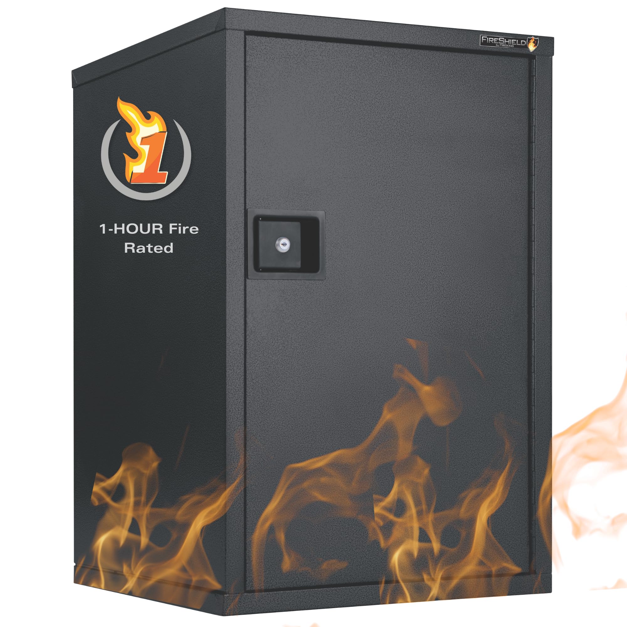FireKing FireShield Fire Safe Storage Cabinet with Key Lock, 1 Hour Fire Rated & Water Resistant Home Safe, Storage Cabinets, Made in the USA, Black
