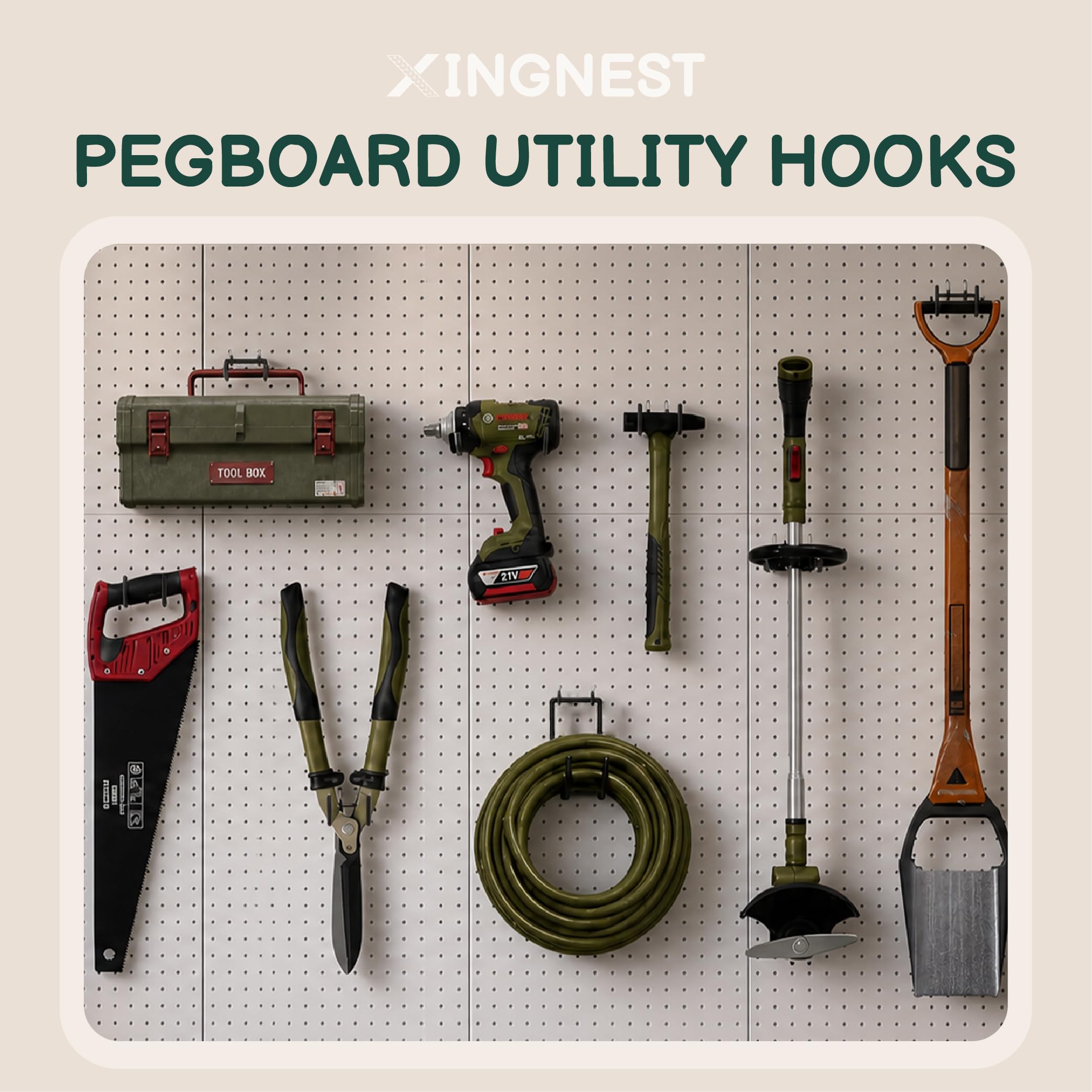 Pegboard Hooks - 10 Pack Heavy Duty Tool Holders -6
