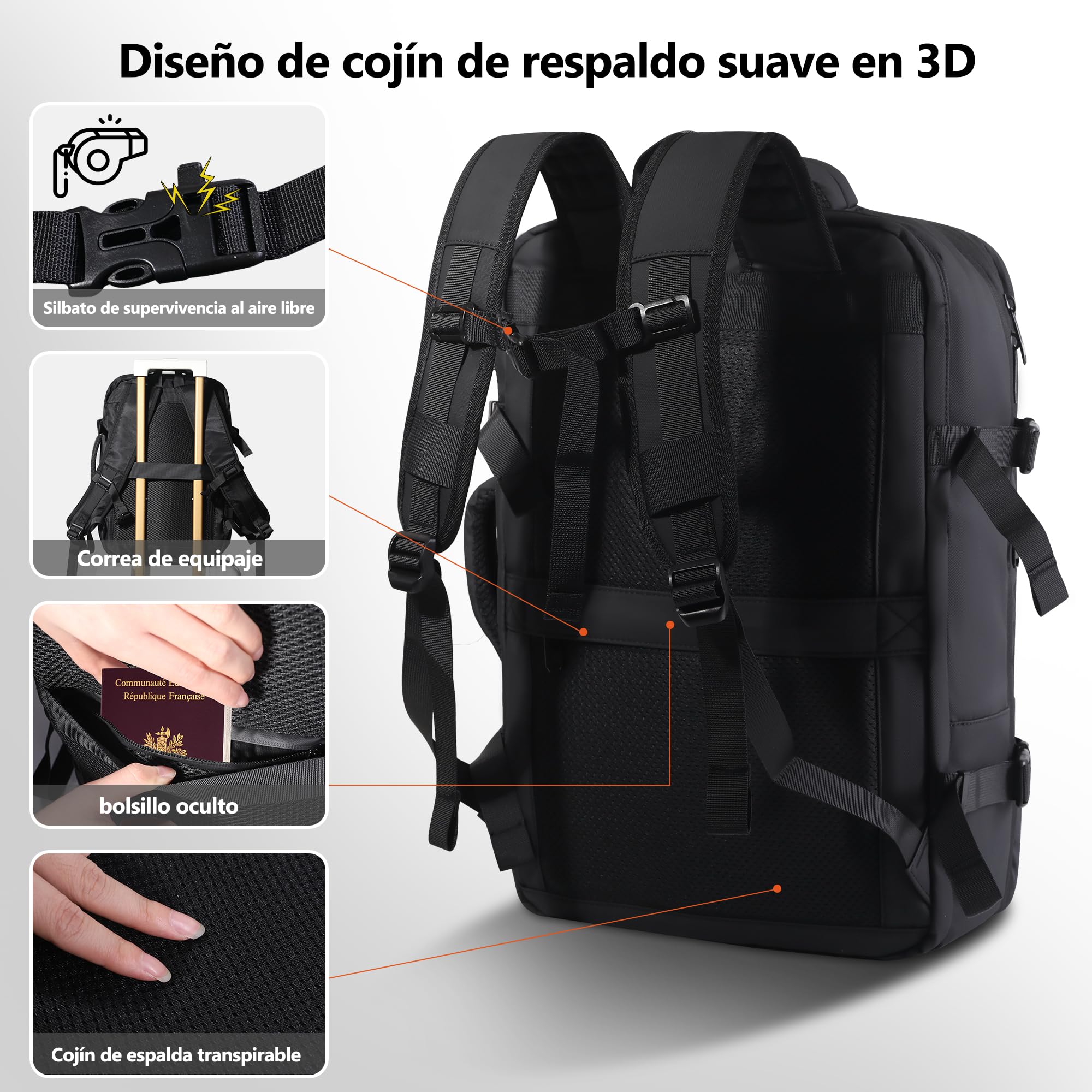 EASYSPEED Mochila de Viaje para Cabina de Avión 80L, Mochila al Vacío con Sistema de Compresión de Aire, Expandible, Resistente al Agua, Aprobada por TSA, para Embarque, Viajes, Senderismo y Acampada
