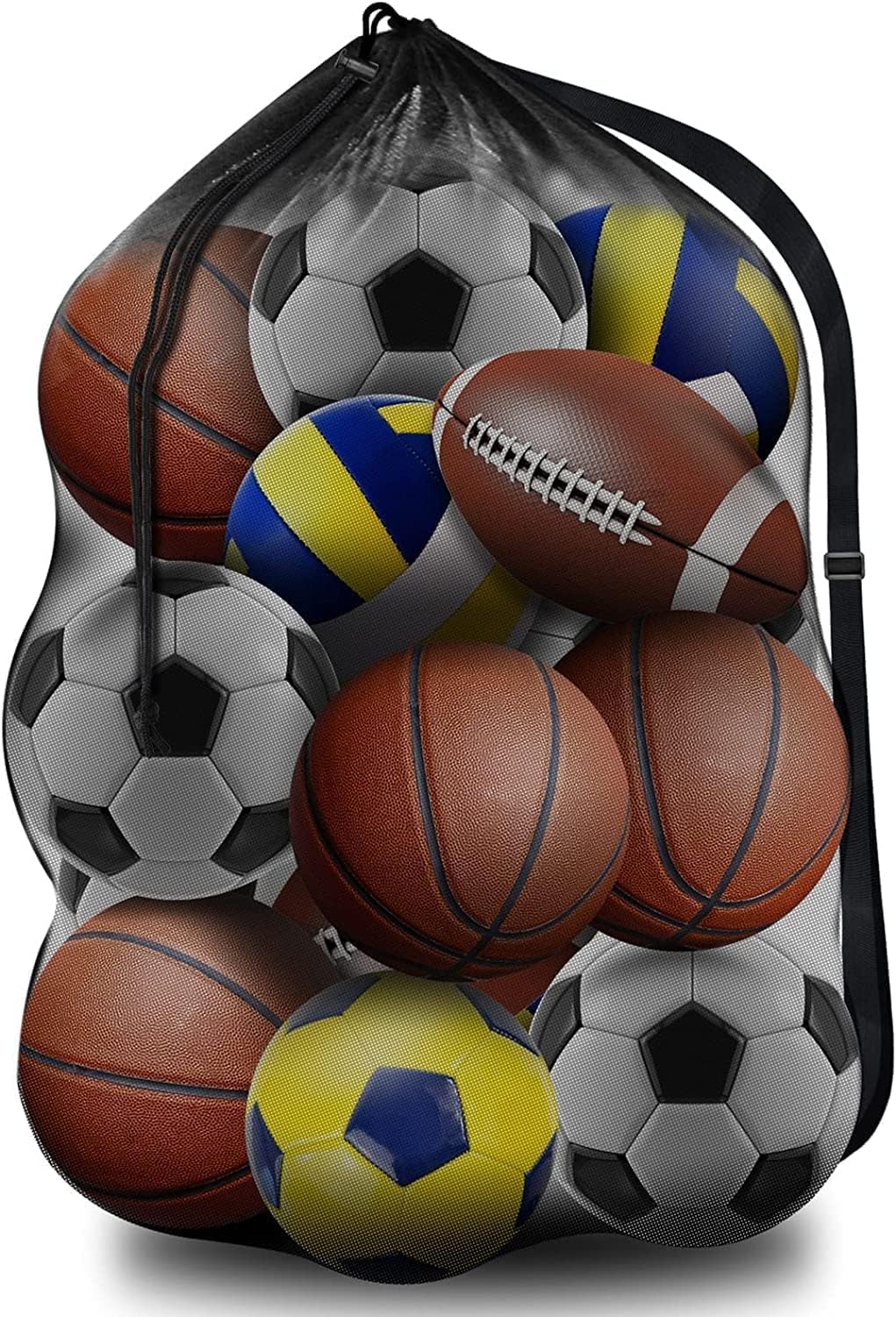 Ball Bag Mesh, Extra Large Sports Basketball Bags Team Balls With Adjustable Shoulder Strap, Work For Soccer, Football, Volleyball, Swimming Gear (30” X 40”)