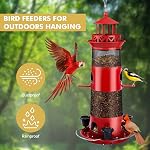 Decflow Bird Feeders for Outdoors Hanging, Wild Bird Feeder for Outside Bird with Three Water Cups, 4 lbs Large Capacity Durable Metal Bird Seed Feeder for Small Birds