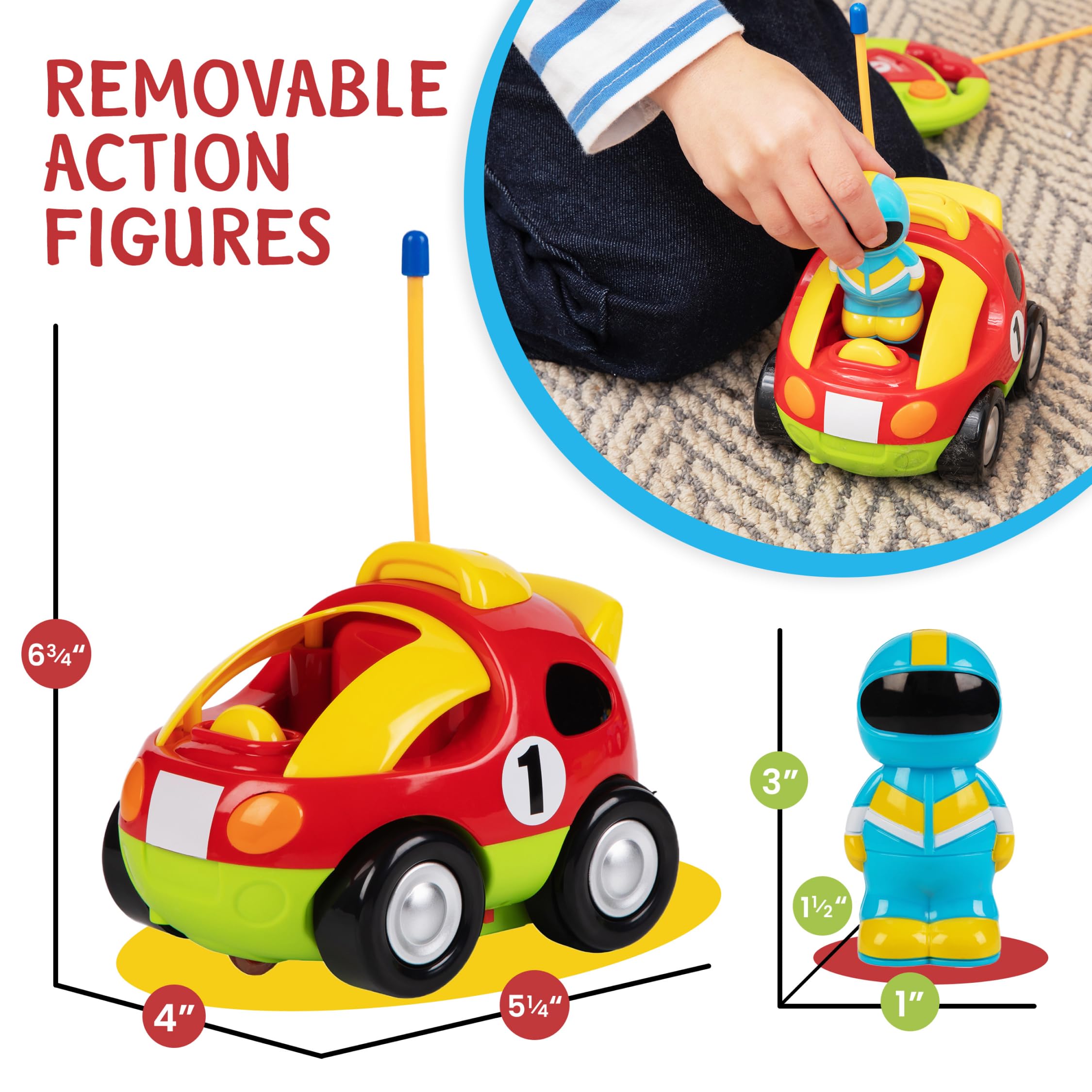 PREXTEX Cartoon Remote Control Car - 2-Pack Police and Race Car Toddler Toys - RC Cars for Kids with Different Frequencies - Easy Remote Control Toy and Thoughtful Gifts for Boys and Girls