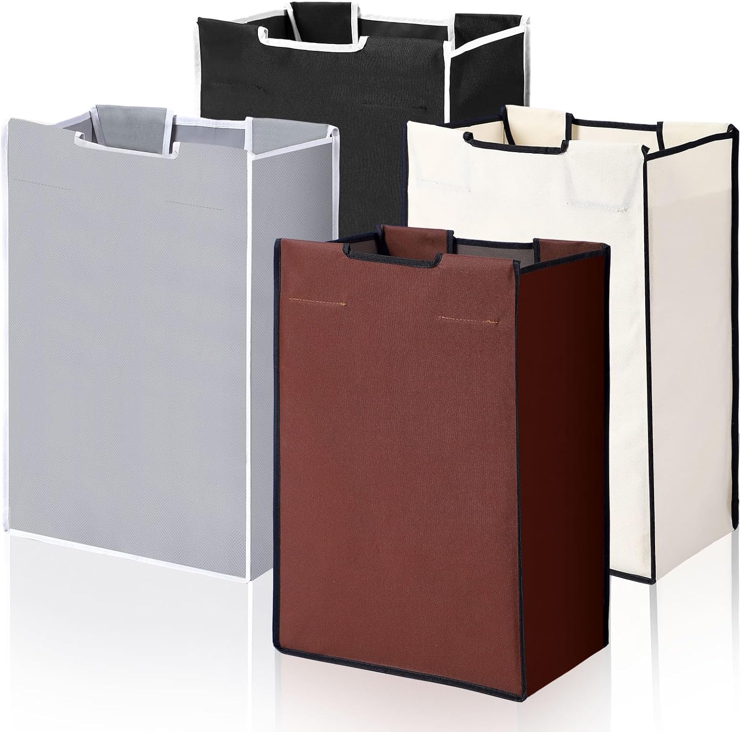 Bonuci 4 Pcs Laundry Sorter Replacement Bags Hamper Cart Removable Replacement Laundry Storage Organizer Bag Hamper Liner, No Hooks 14.76 x 8.66 x 21.65 Inch (Brown,Gray,White,Black)