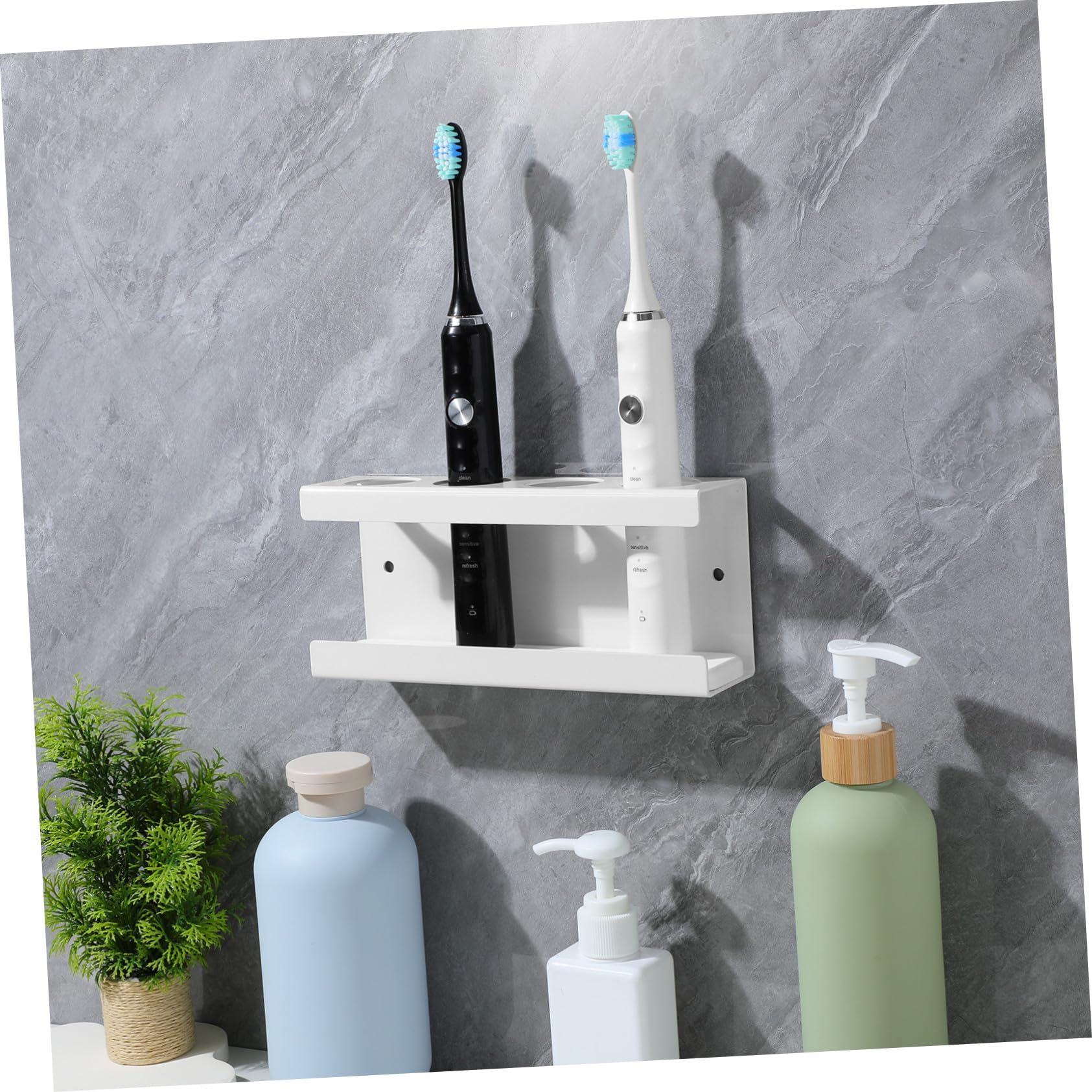 SOLUSTRE Portacepillos de Dientes Eléctrico para Baño Soporte de Pared Ranuras para Cepillos Eléctricos y Pasta de Dientes Organizador de Baño para Hotel o Casa