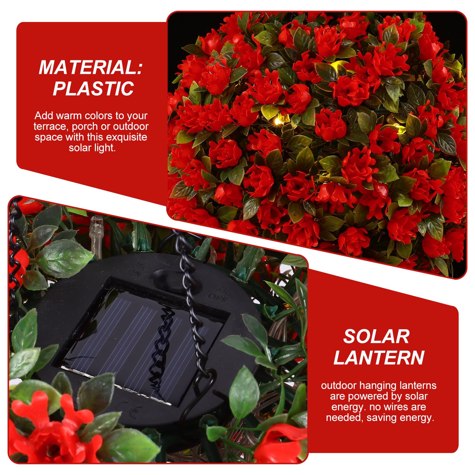 Ciieeo Lampada Solare a Sfera Forma di Fiore per Esterni Luce LED da Giardino Risparmio Energetico in Plastica 1w, Decorazione per Feste all Aperto