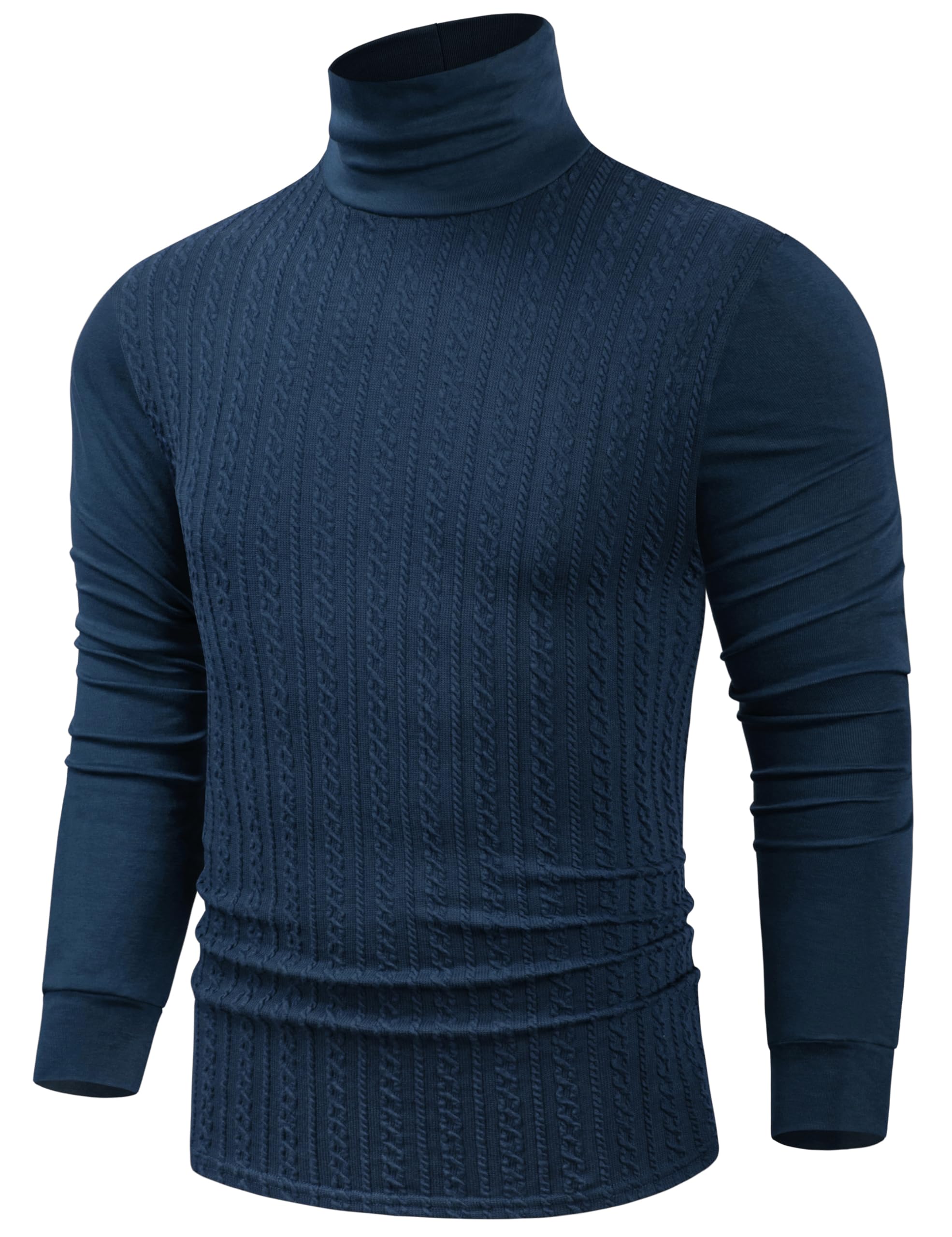 TAPULCO Men Turtleneck Long Sleeve Knitted Pullover Basic Slim Fit Casual Soft Comfy T Shirts