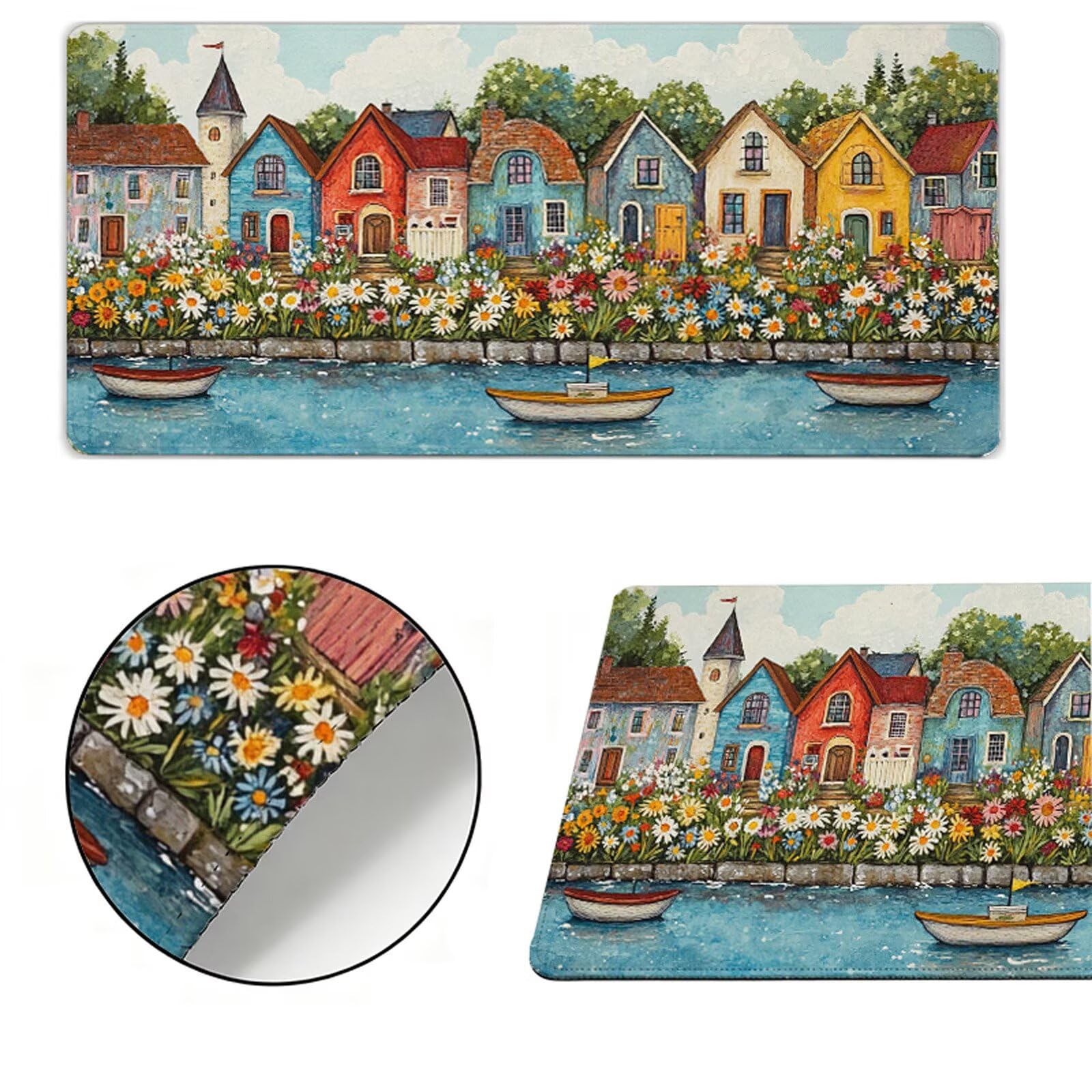 Podkładka pod mysz XXL 1000x500x3mm podkładka pod mysz retro podkładka pod mysz kwiat poprawia precyzję i szybkość, antypoślizgowe wodoodporne, szyte krawędzie, akcesoria do gier, komputer, prezent