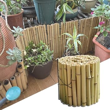 JIANFEI-weilan Bamboo Fence, Natural Bamboo Slat Garden Fence, Garden Decorative Fence for Patio Garden Lawn Decoration, Protect Outdoor Privacy Color Beige, Size 60x120cm