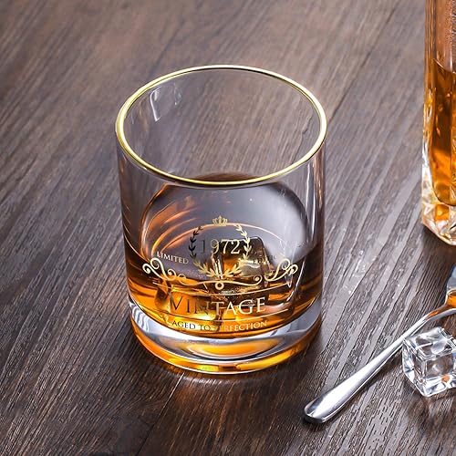 Miniatura 5 de Vasos de whisky 1972, regalos de cumpleaños 52 para mujeres, hombres, damas de honor, regalo del día de la madre, regalo del padre, vidrio de