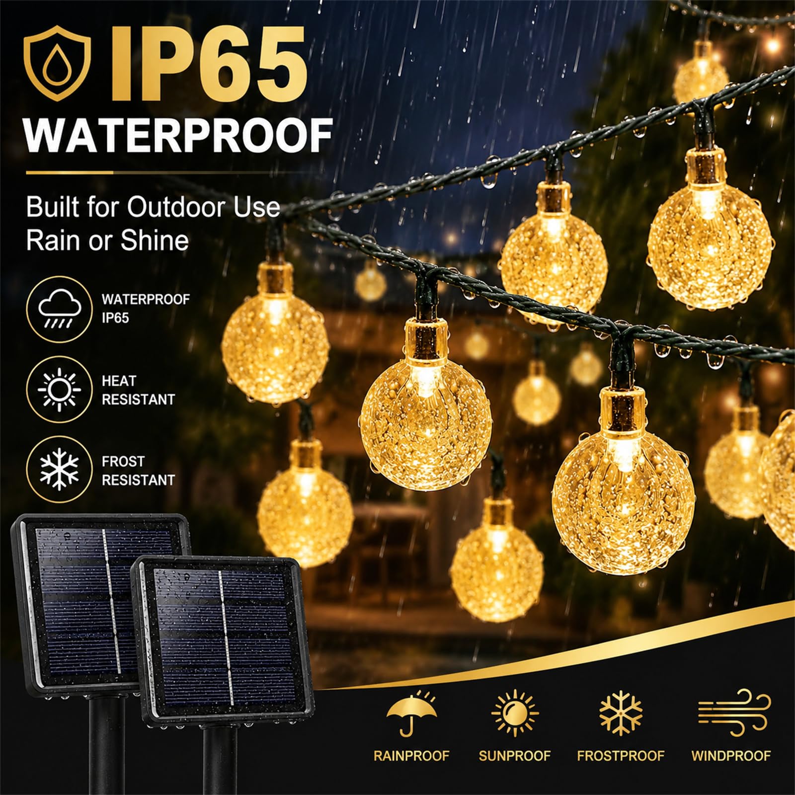ENEN LED Solarlampen für Außen, 2.3cm Durchmesser Solar Lichterkette Outdoor, Lichterkette Außen Solar IP65 Wasserdicht, für Hochzeit,Party,Schlafzimmer,Garten Balkon Deko (Orange,32M/300LED)
