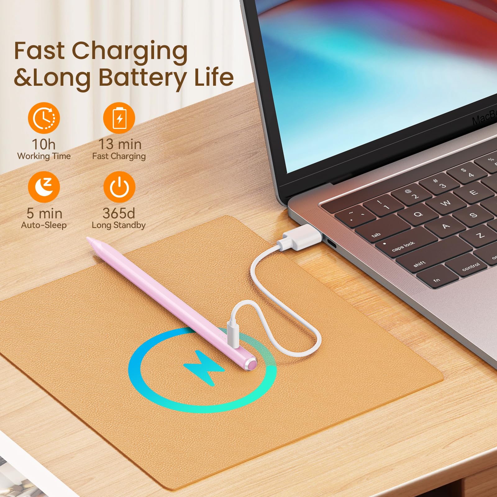 Stylus Pen for iPad(2018-2025)-13 Mins Fast Charge with Tilt Sensitivity & Palm Rejection for iPad 11/10/9/8/7/6th Gen, Air 7/6/5/4/3/M3/M2, Pro 13"/12.9"/11"/M4, Mini 7/6/5th,Pink