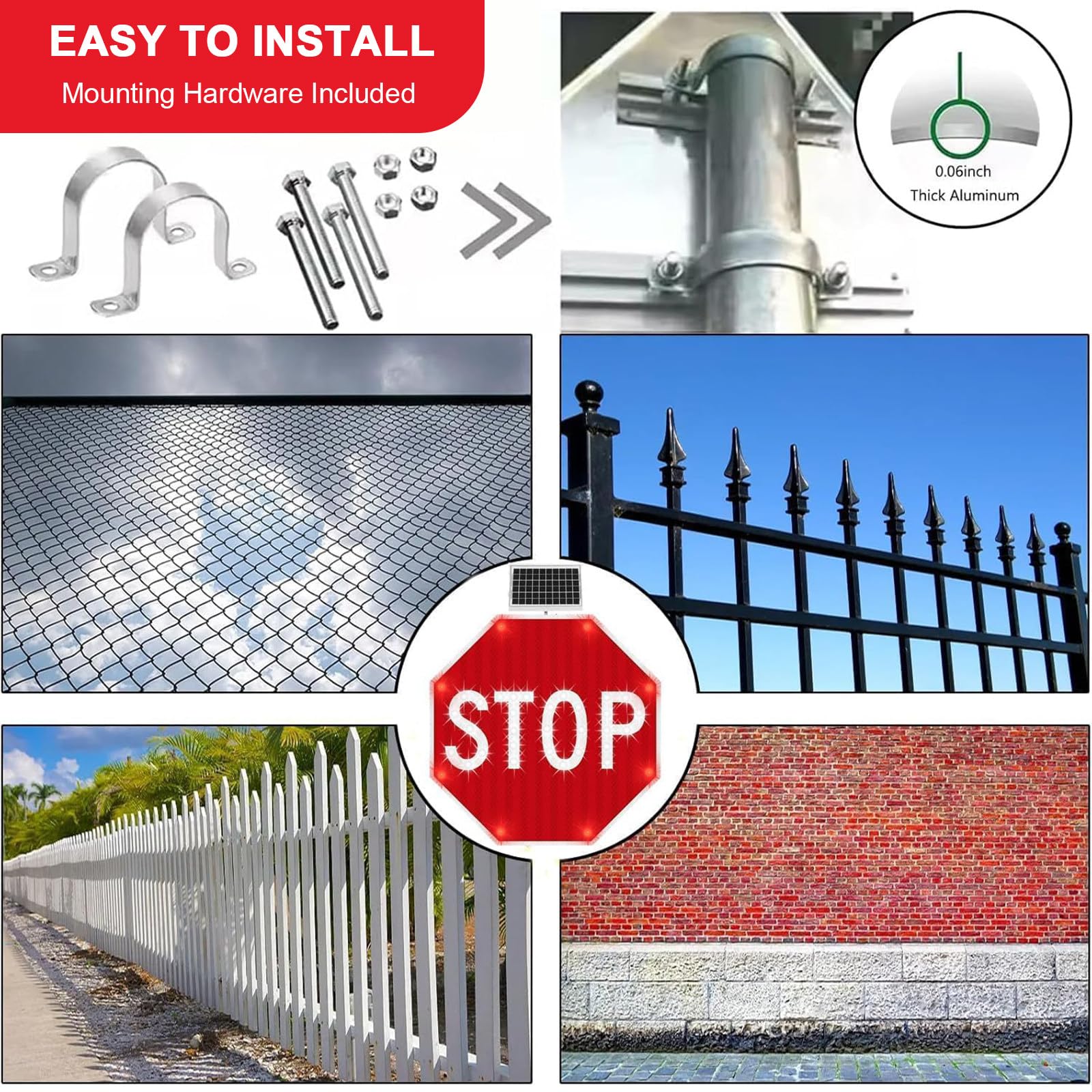 Señal Vial Stop Metálica Termolacada 30" con Iluminación LED Solar Intermitente y Película Reflectante Industrial, Señal Vial Calzada, Esencial para Calzadas