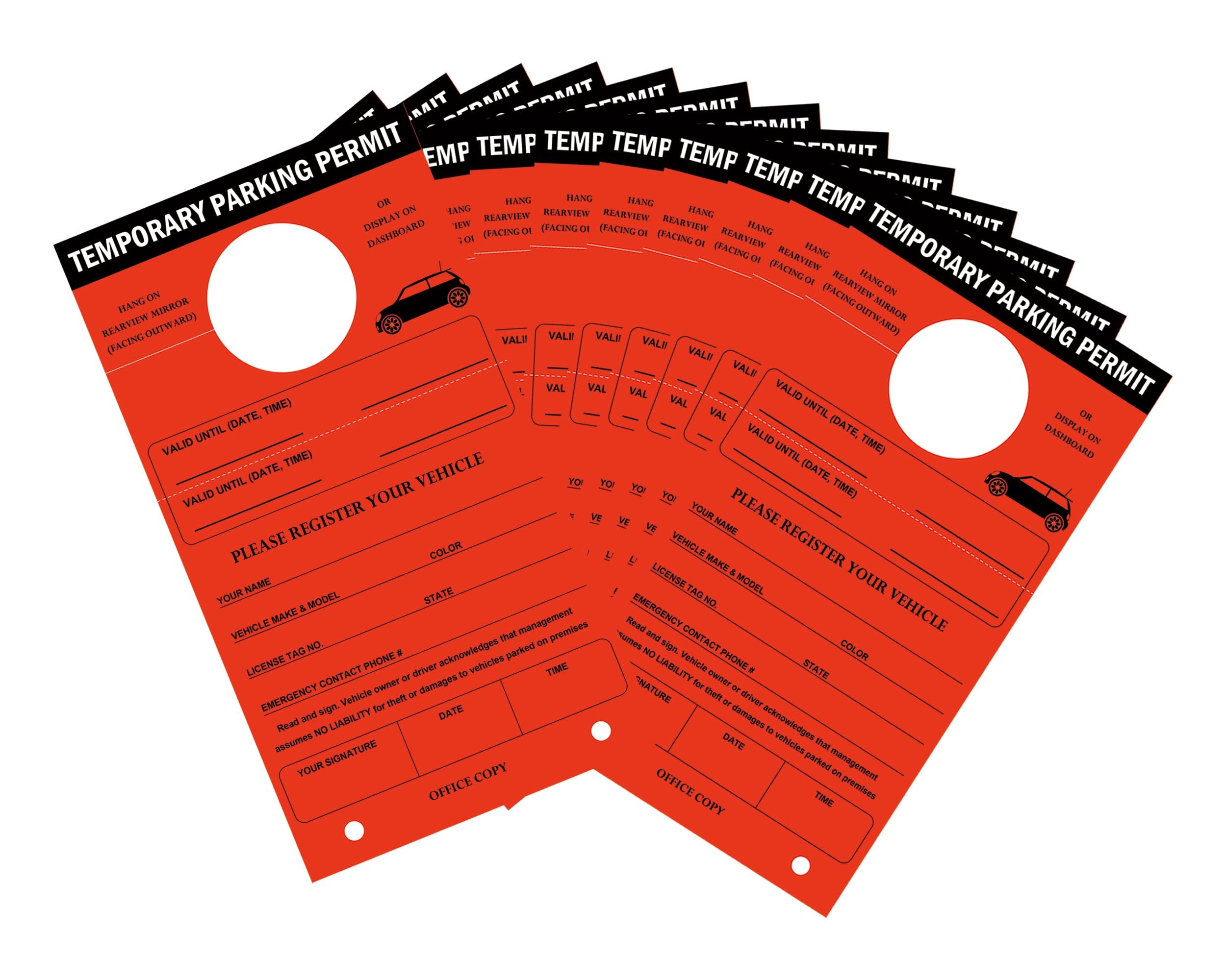 100 Pack Temporary Parking Permit Hang tag Parking Permit Tag Parking Pass Tags - 7.75 x 4.25 Inches Temporary Car Hang tag for Car Mirrors Parking
