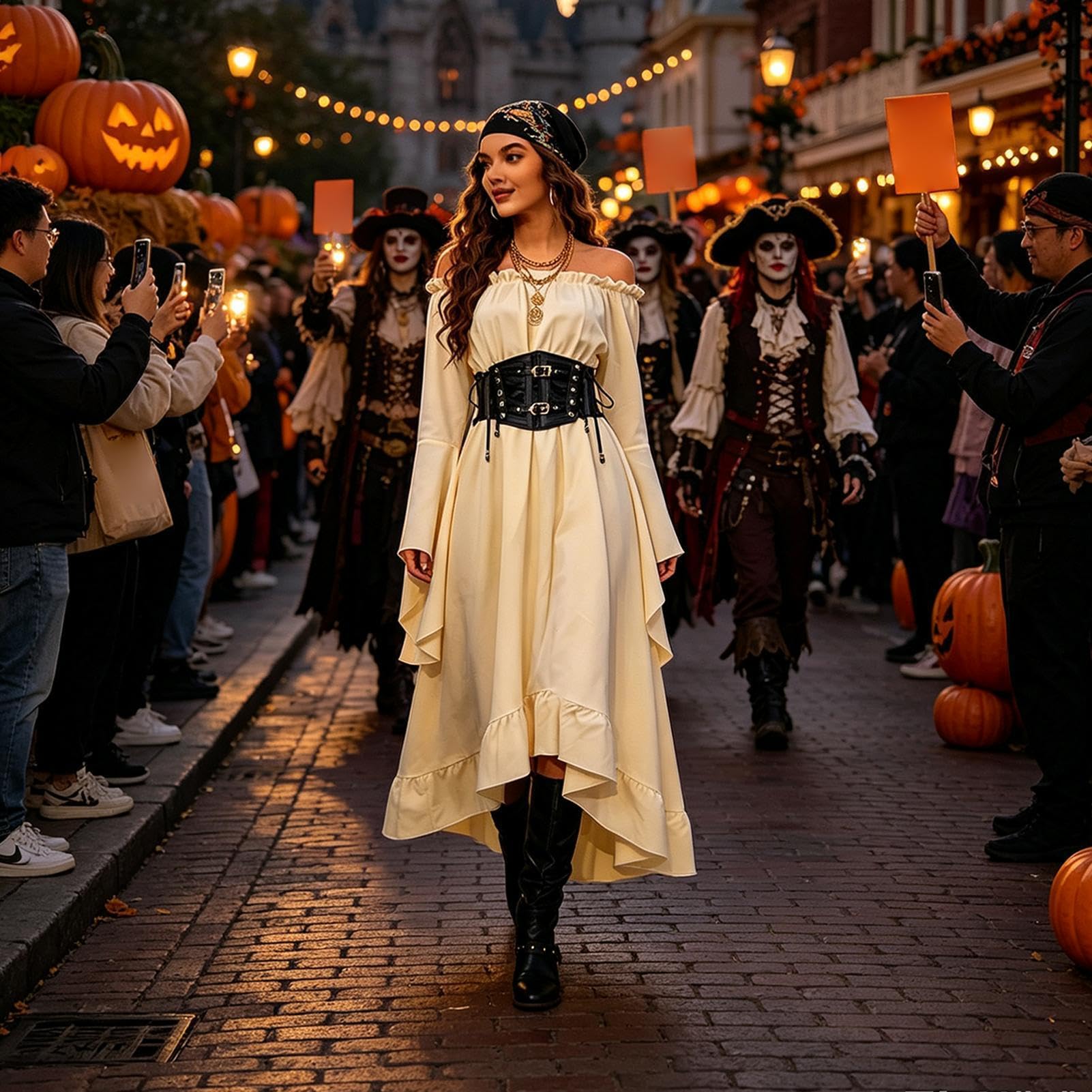 Kostium Pirata Średniowieczny Retro Strój Halloweenowy z Paskiem