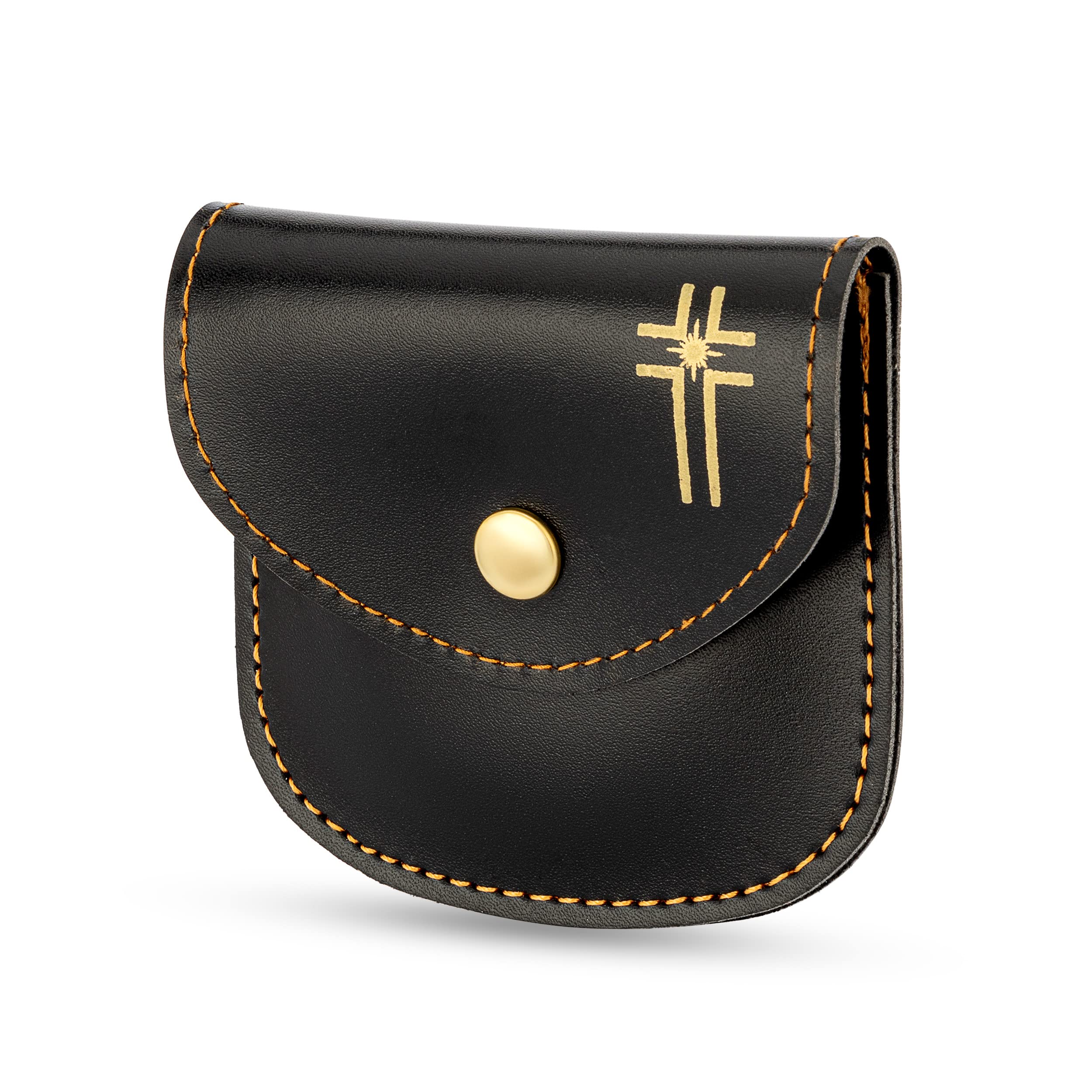 NKlaus 14442 Rosary Beads Imitation Leather Black 8 x 8 cm with Cross Motif Rosary Box, 8L x 8W cm