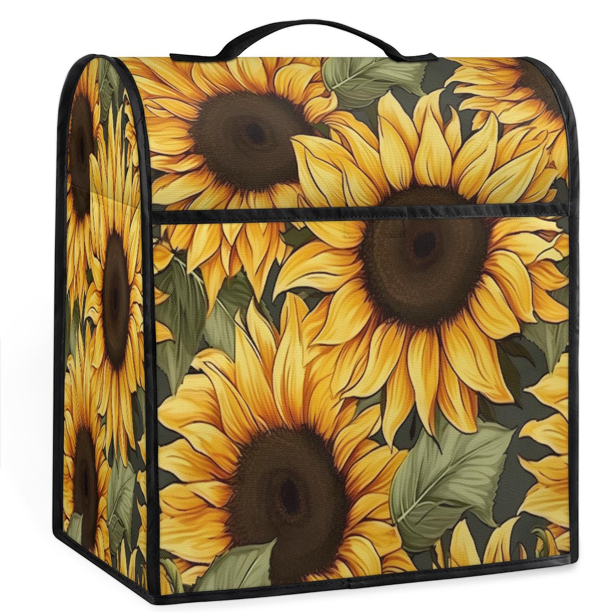 Coffee Maker Cover Sunflower Retro Kitchen Appliance Covers Small Appliance Covers Blender Cover Juicer Cover Dust Covers for Kitchen Appliances with Top Handle and Pockets,Washable,C50