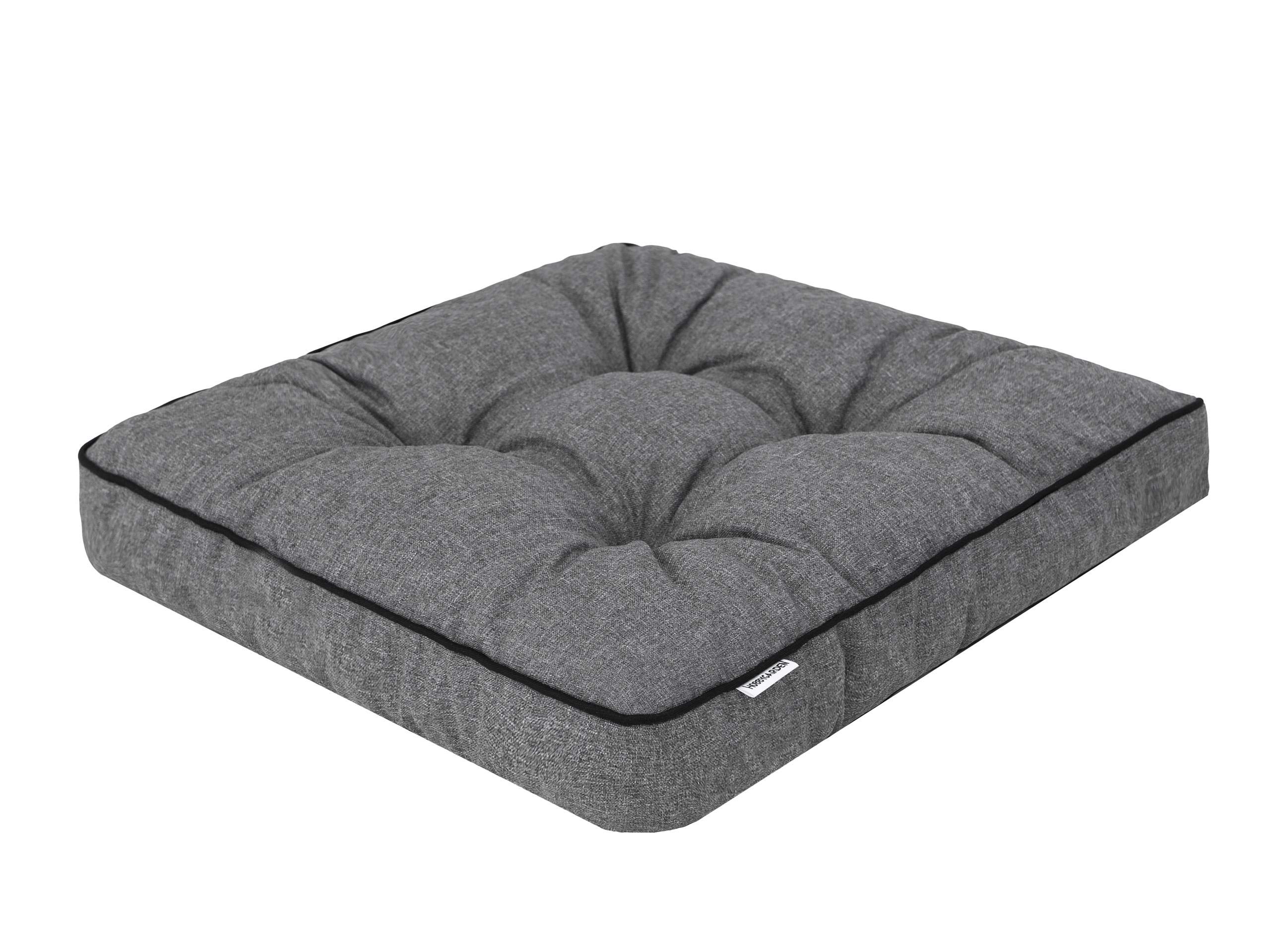 PillowPrim 4er Set Stuhlkissen 49x47 cm Sitzauflagen Polsterauflagen Outdoor/Indoor Außen/Innen Garten Winter gatren Freizeit Sommer Sommerferien Anthrazit