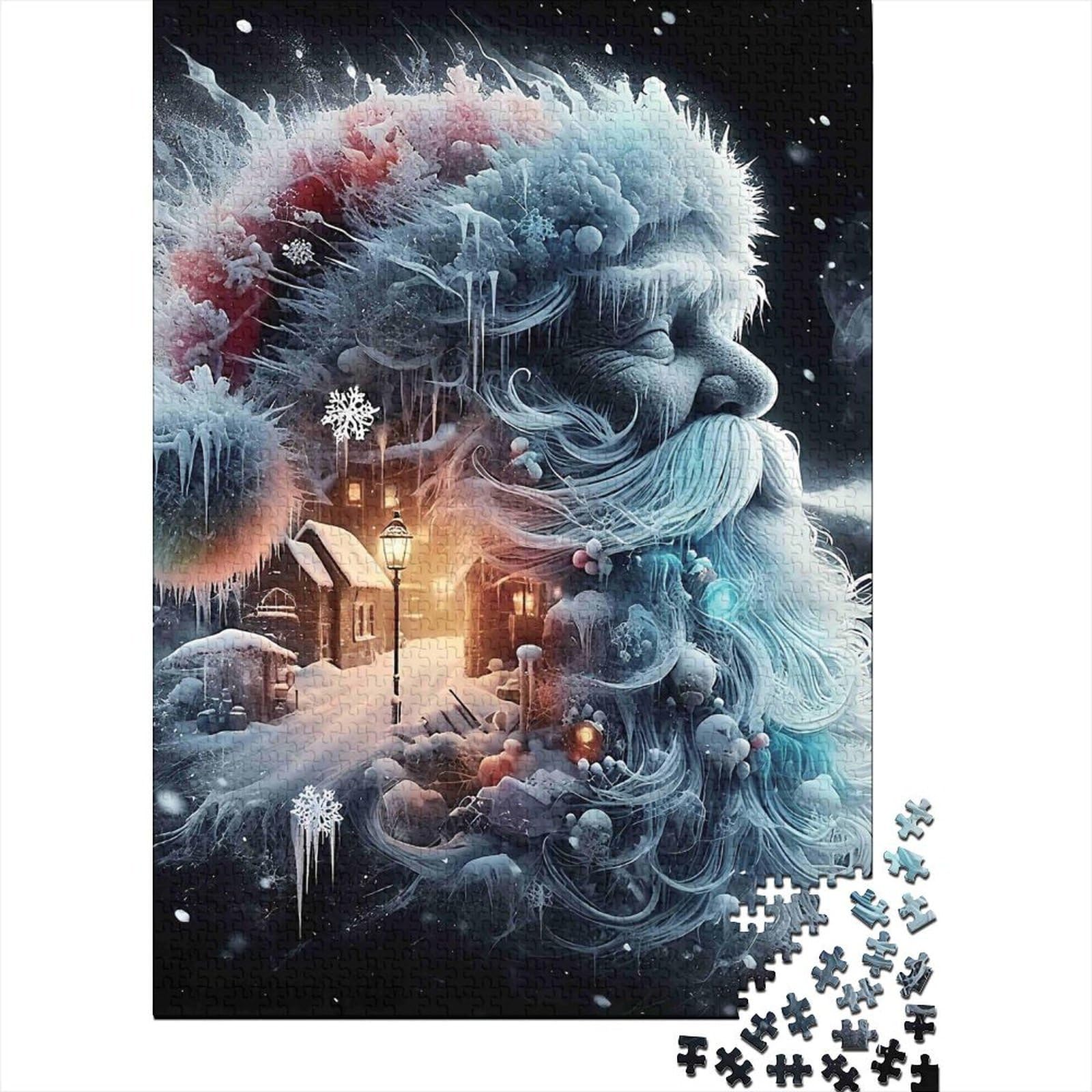 Winter Santa Fantasy Jigsaw Puzzles Puzzles for Adults Kids. 1000 Piece Great Gifts Challenge Toy Educational Game Home Decoration for Adults& Kids Age 14 Years Up 38x26cm/1000pcs