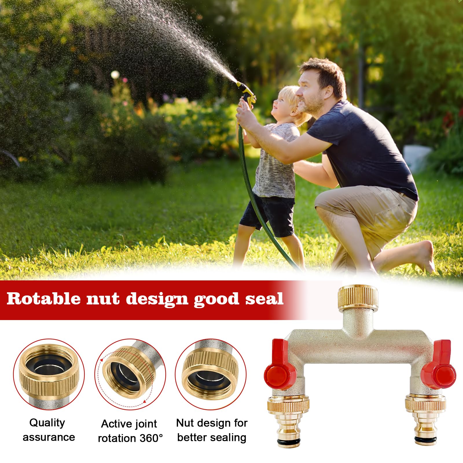 Vie in Ottone Distributore di Collegamento Dell'acqua in Ottone da 3/4 Pollici con Valvola a Sfera per la Regolazione e la Chiusura del Flusso D'acqua (2)
