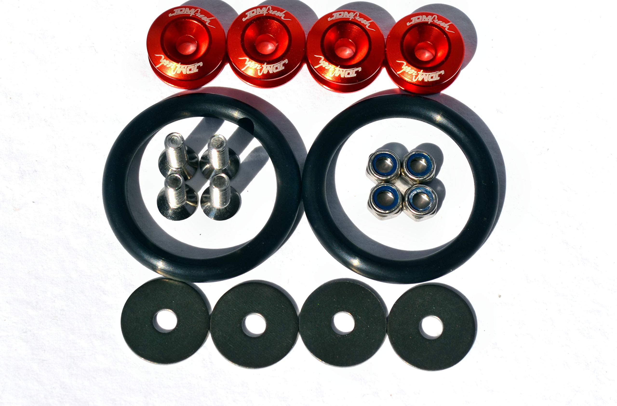 Quick Release Fasteners for Car Bumpers Trunk Fender Hatch Lids Kit … (Red)