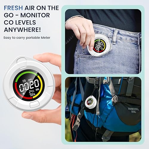 Miniatura 4 de Chtoocy Detector de monóxido de carbono portátil para viajes, alerta segura, detector de CO para caravanas, detector de humo para camping,