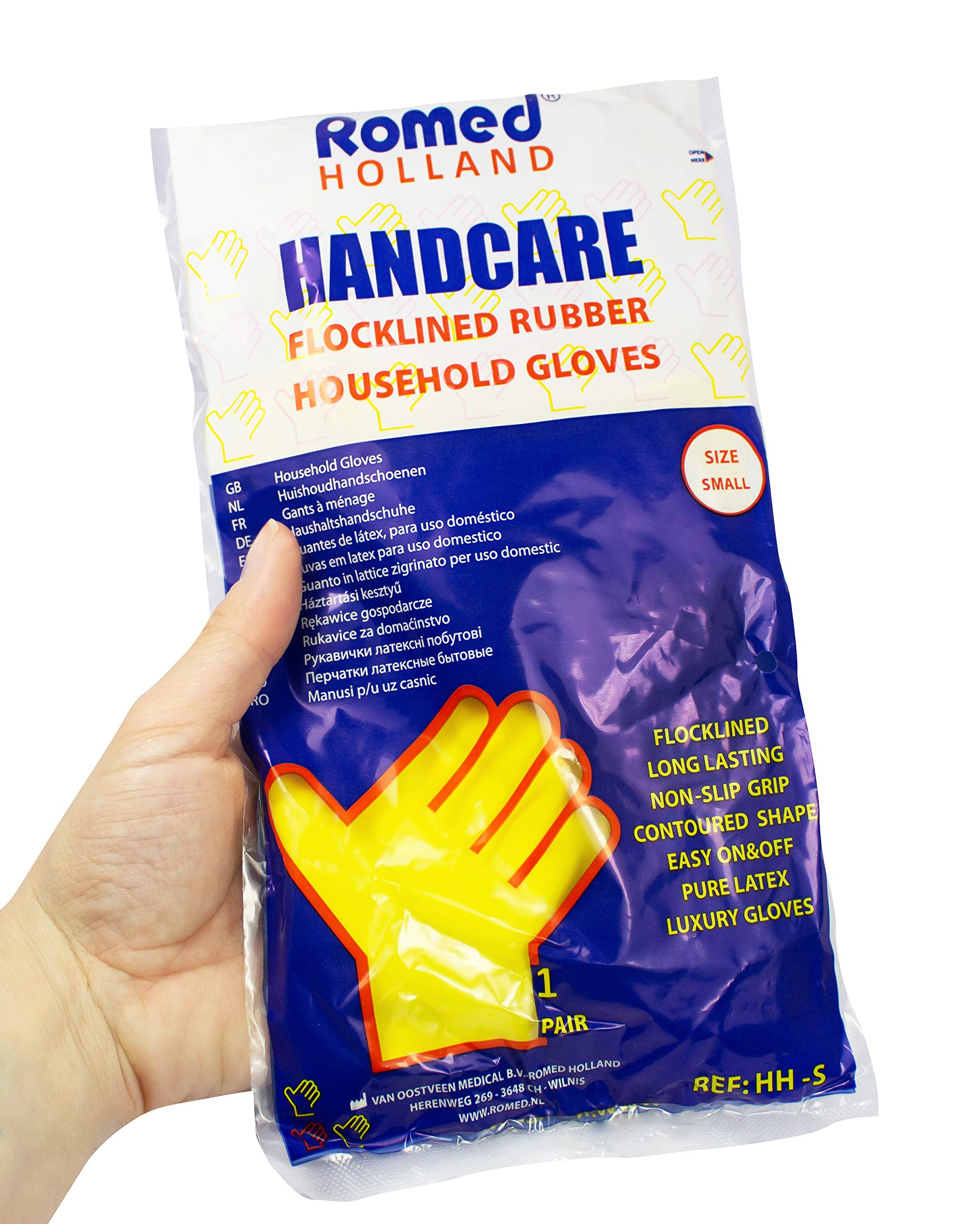 Romed Jaune Gants de ménage 100% Latex naturel – 12 paires